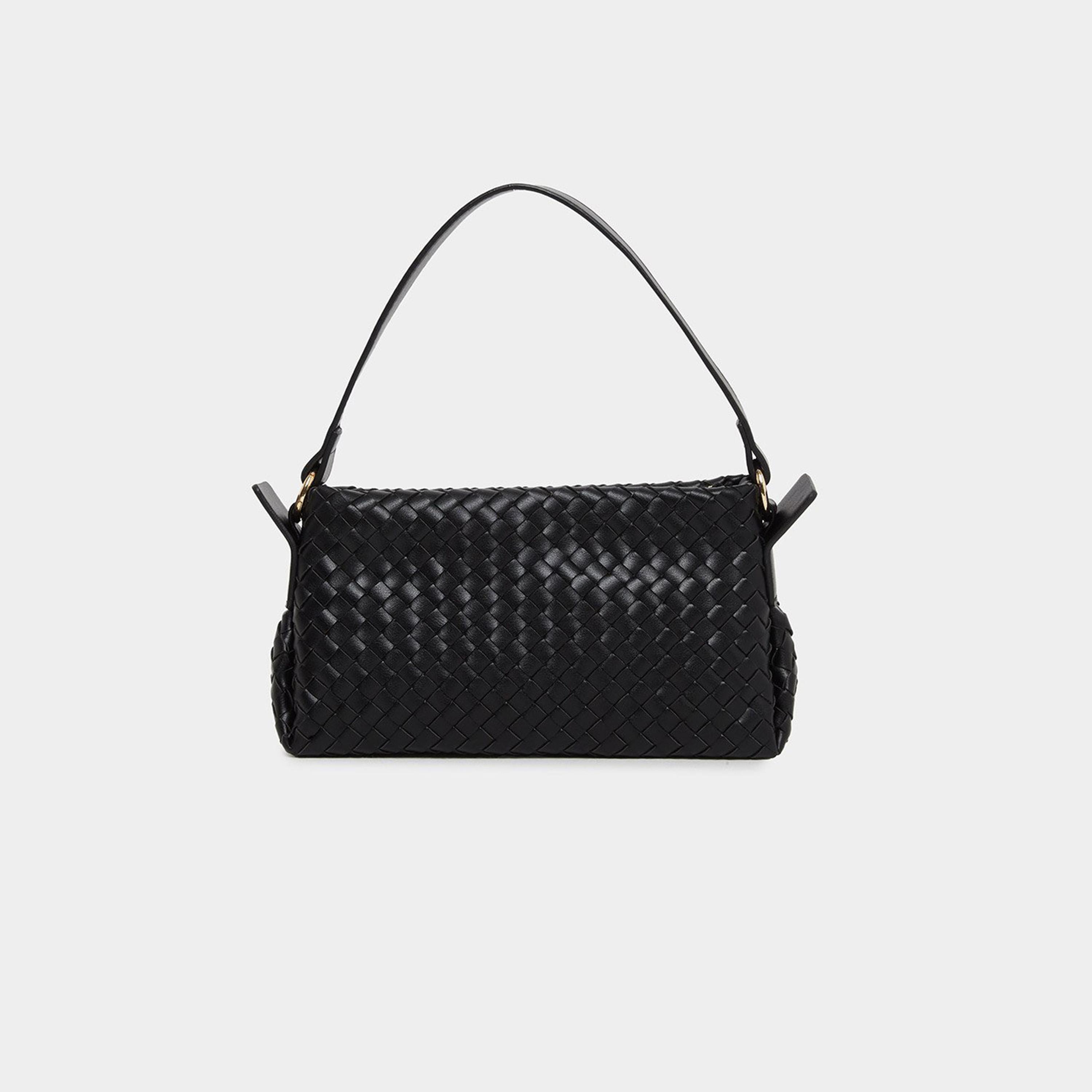 Styli Black Woven Baguette Bag-women-bagsandwallets-handbags-image-2