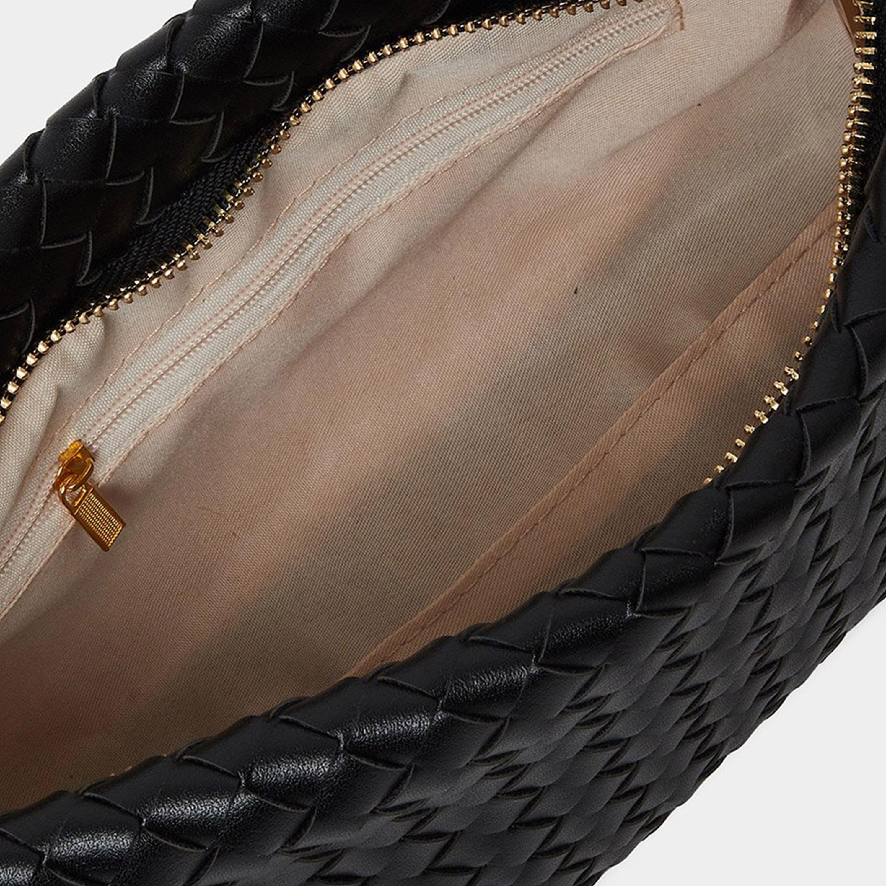 Styli Black Woven Baguette Bag-women-bagsandwallets-handbags-image-4