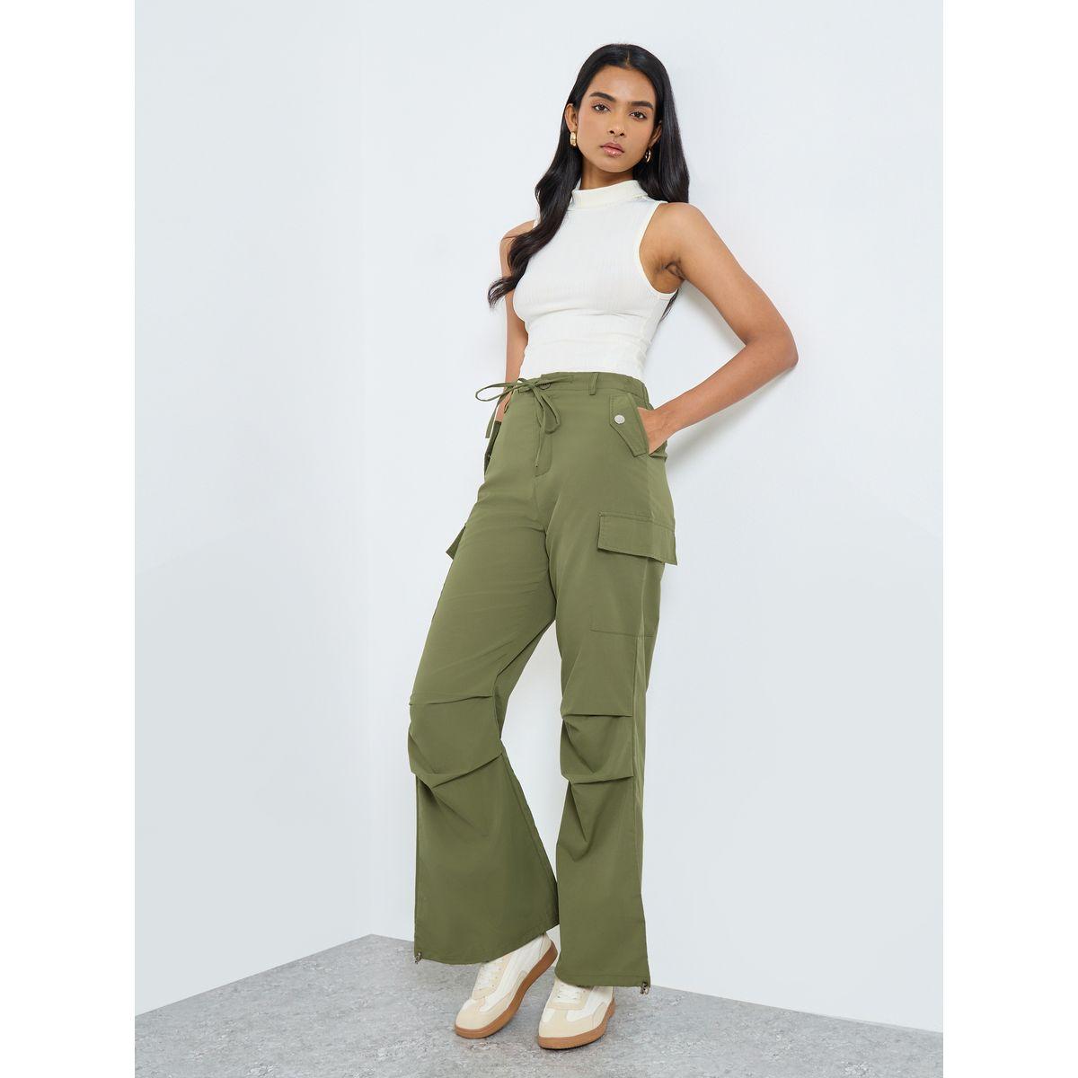 Styli Women Flared Cargo Pants with Drawstring-women-clothing-bottoms-trousers-image-1