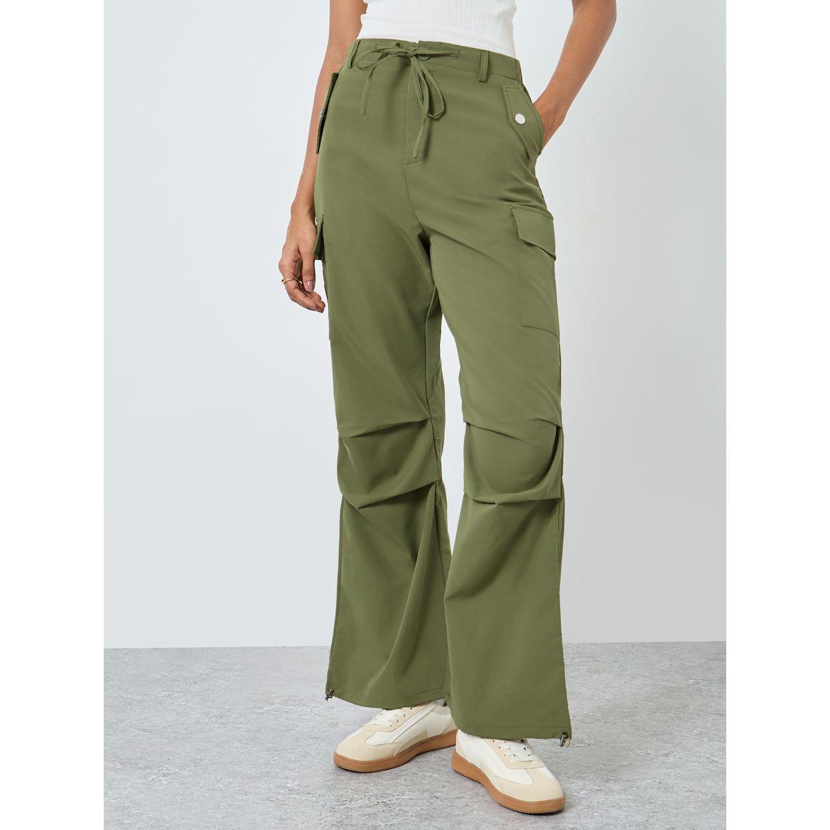 Styli Women Flared Cargo Pants with Drawstring-women-clothing-bottoms-trousers-image-2