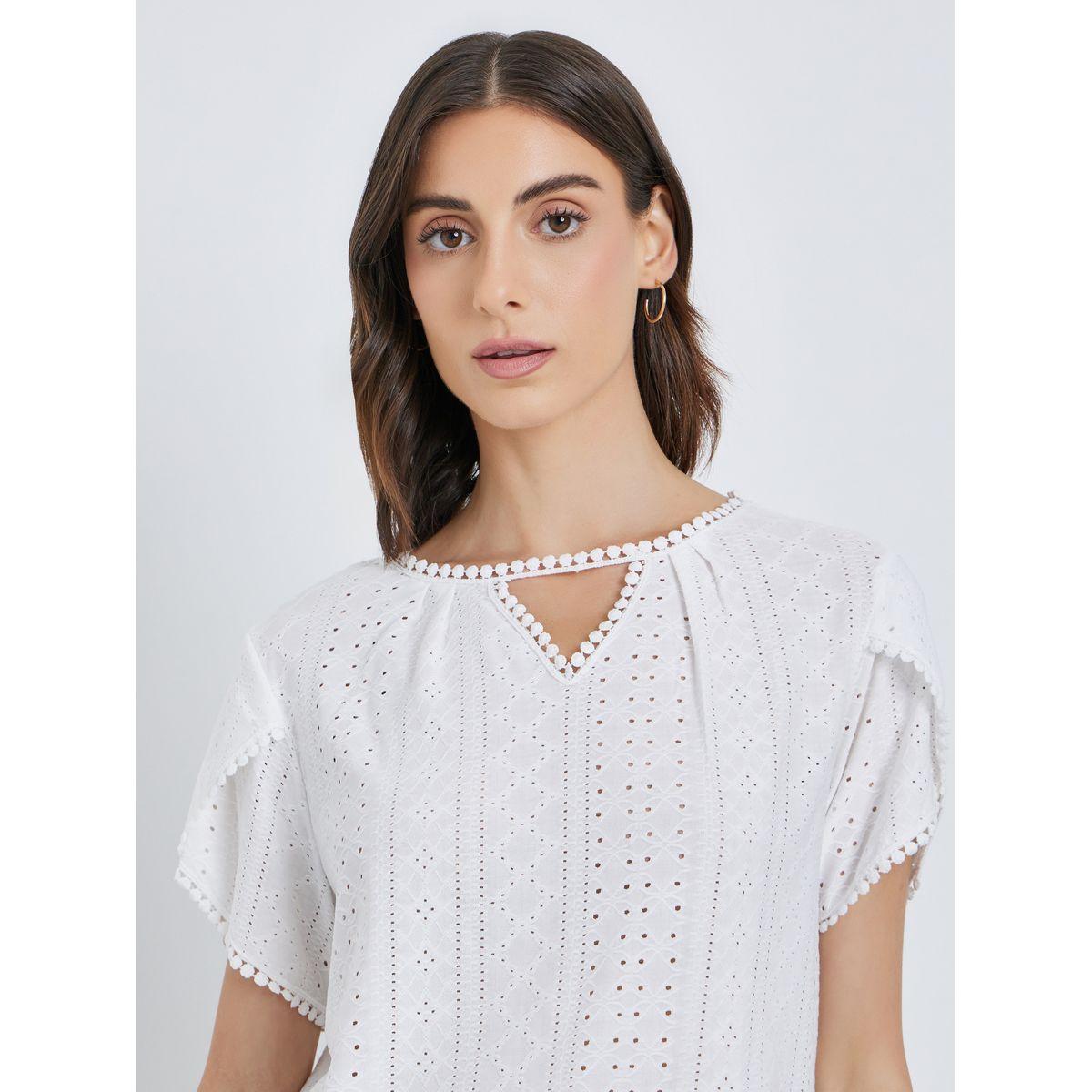 Styli Women White Eyelet Top-women-clothing-shirtsandblouses-blouses-image-3