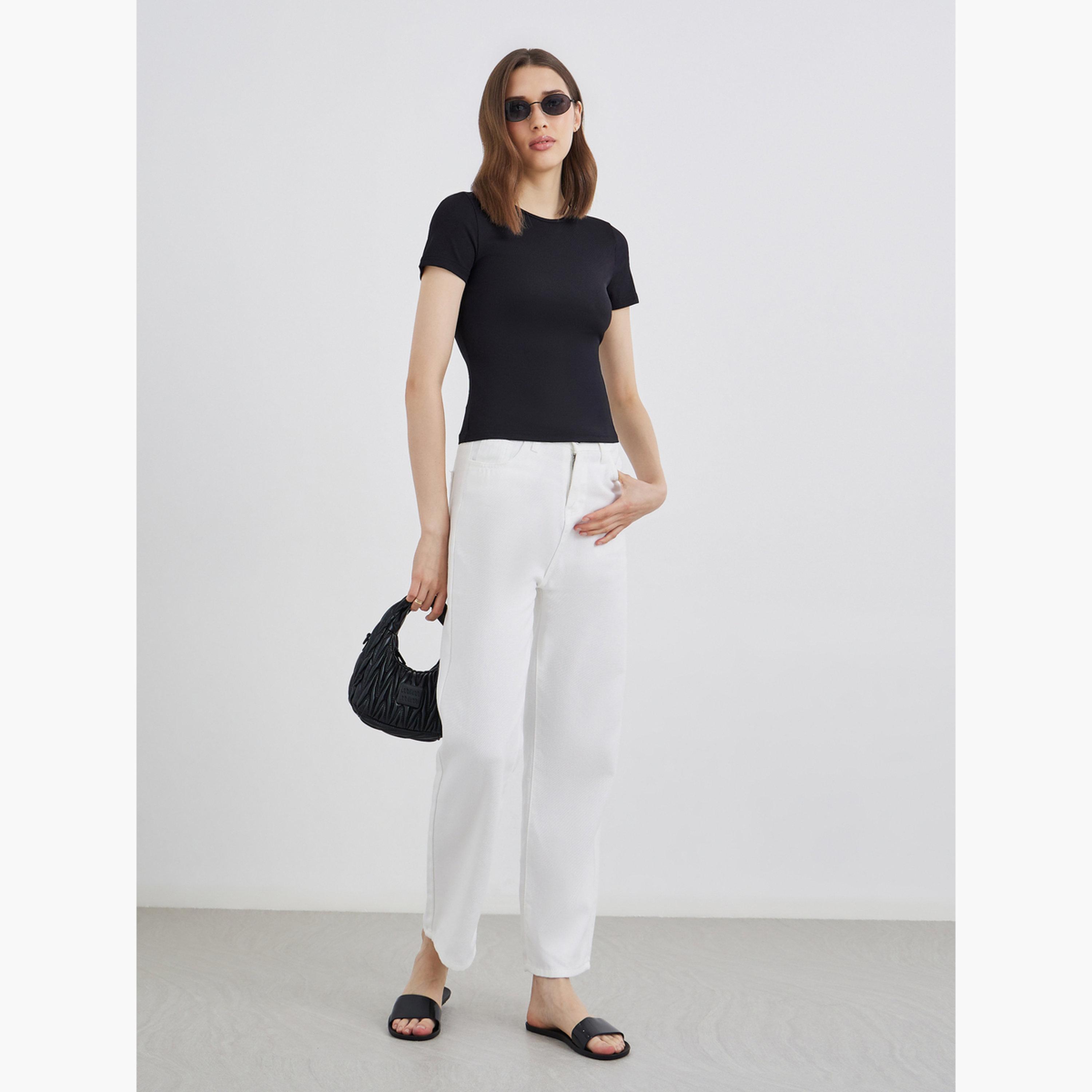 Take Two Women Black Round Neck Fitted T-Shirt-women-clothing-tshirts-image-2