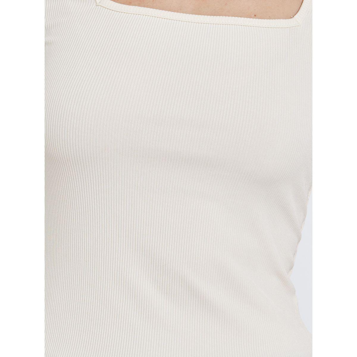 Styli Women Cream Square Neck Fitted T-Shirt-women-clothing-tshirts-image-3