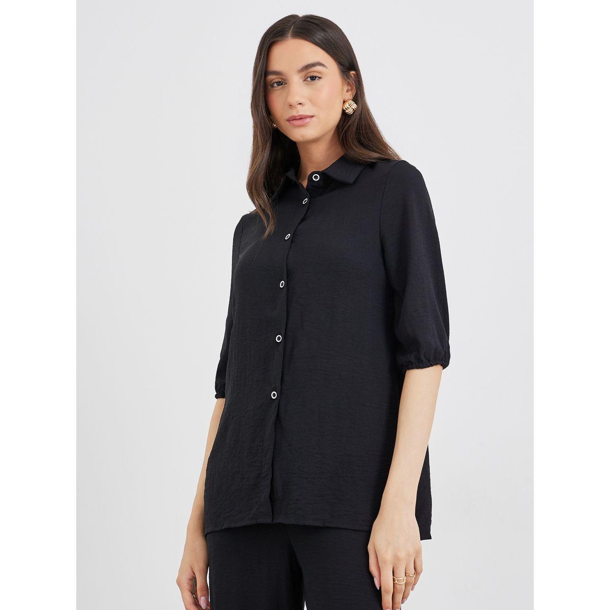 Styli Pack of 3 - Solid Longline Shirt, Bandeau Top and Pants Co-Ords-women-clothing-coordsets-image-5