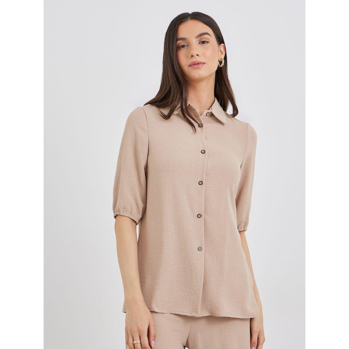 Styli Pack of 3 - Solid Longline Shirt, Bandeau Top and Pants Co-Ords-women-clothing-coordsets-image-3