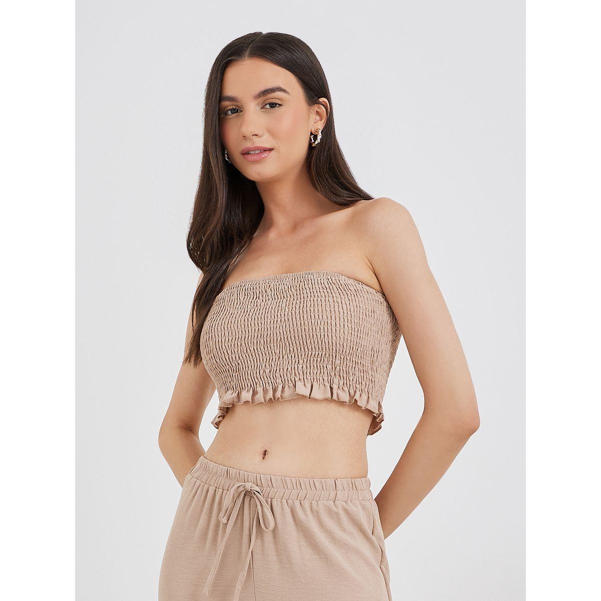 Styli Pack of 3 - Solid Longline Shirt, Bandeau Top and Pants Co-Ords-women-clothing-coordsets-image-6
