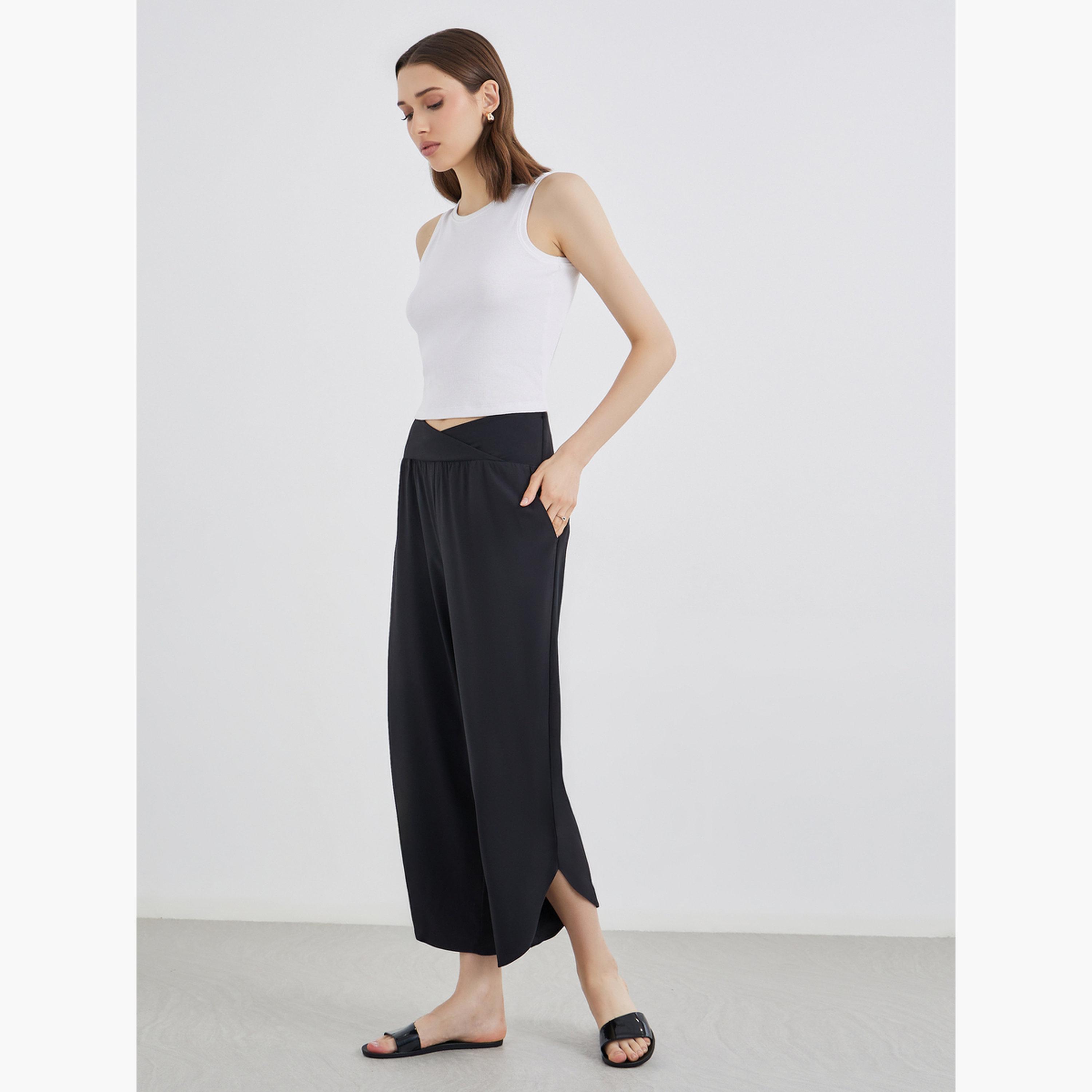 Take Two Women Black Asymmetric Hem Relaxed Fit Pants-women-clothing-bottoms-trousers-image-2
