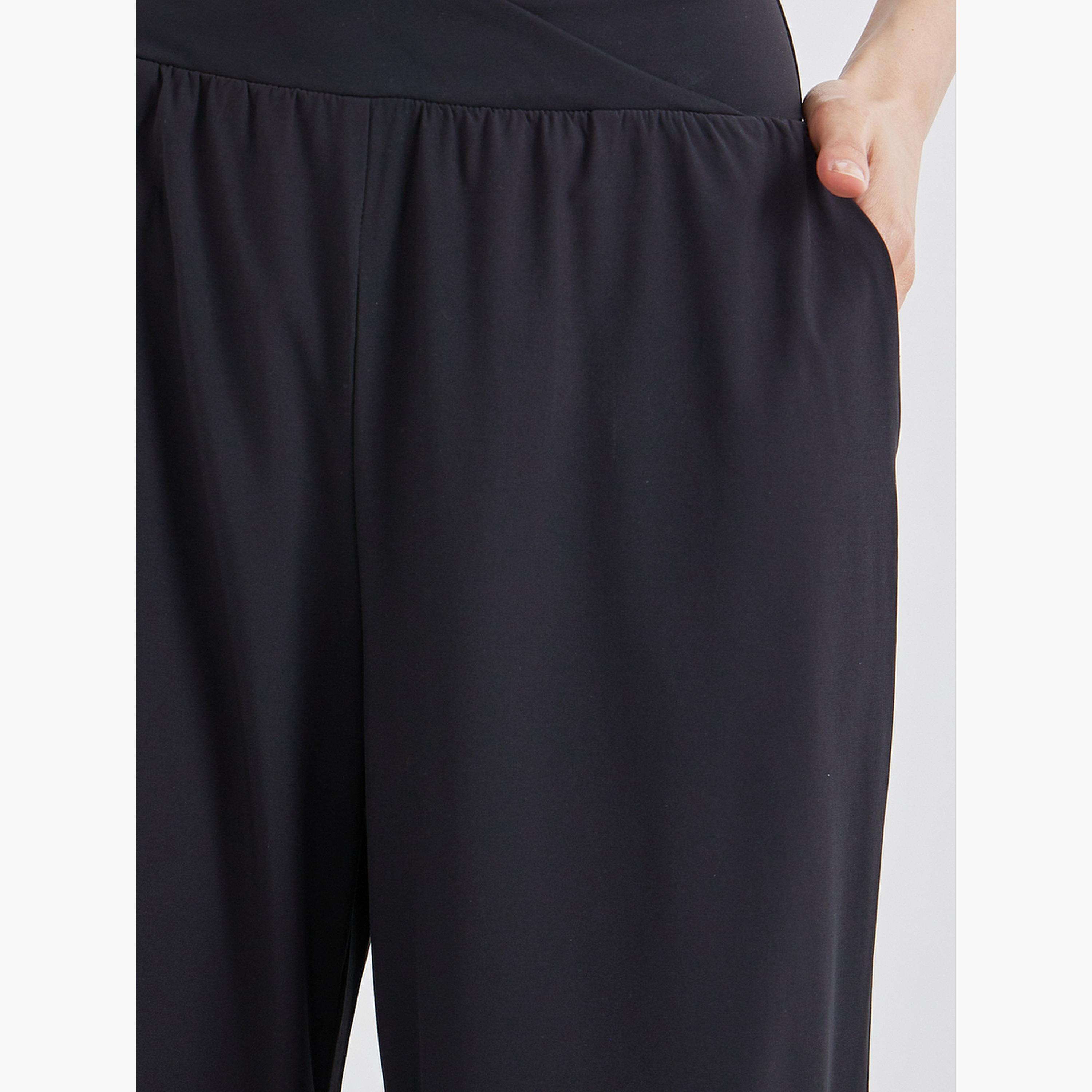 تيك تو - بنطال أسود بقصّة مريحة وحافة غير متماثلة للنساء-women-clothing-bottoms-trousers-image-3