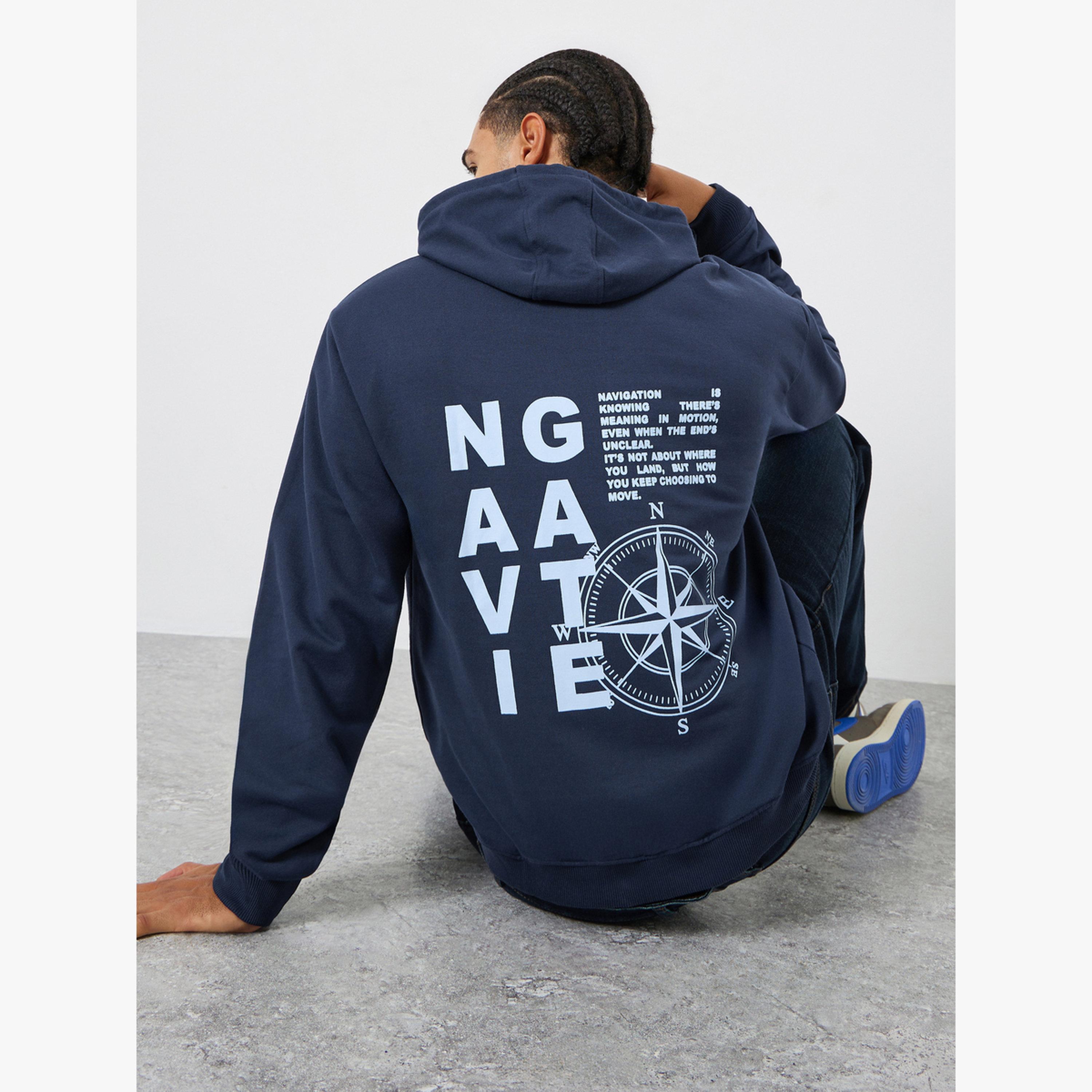 Styli Navy Blue Graphic Print Relaxed Fit Hoodie-men-clothing-hoodiesandsweatshirts-image-4