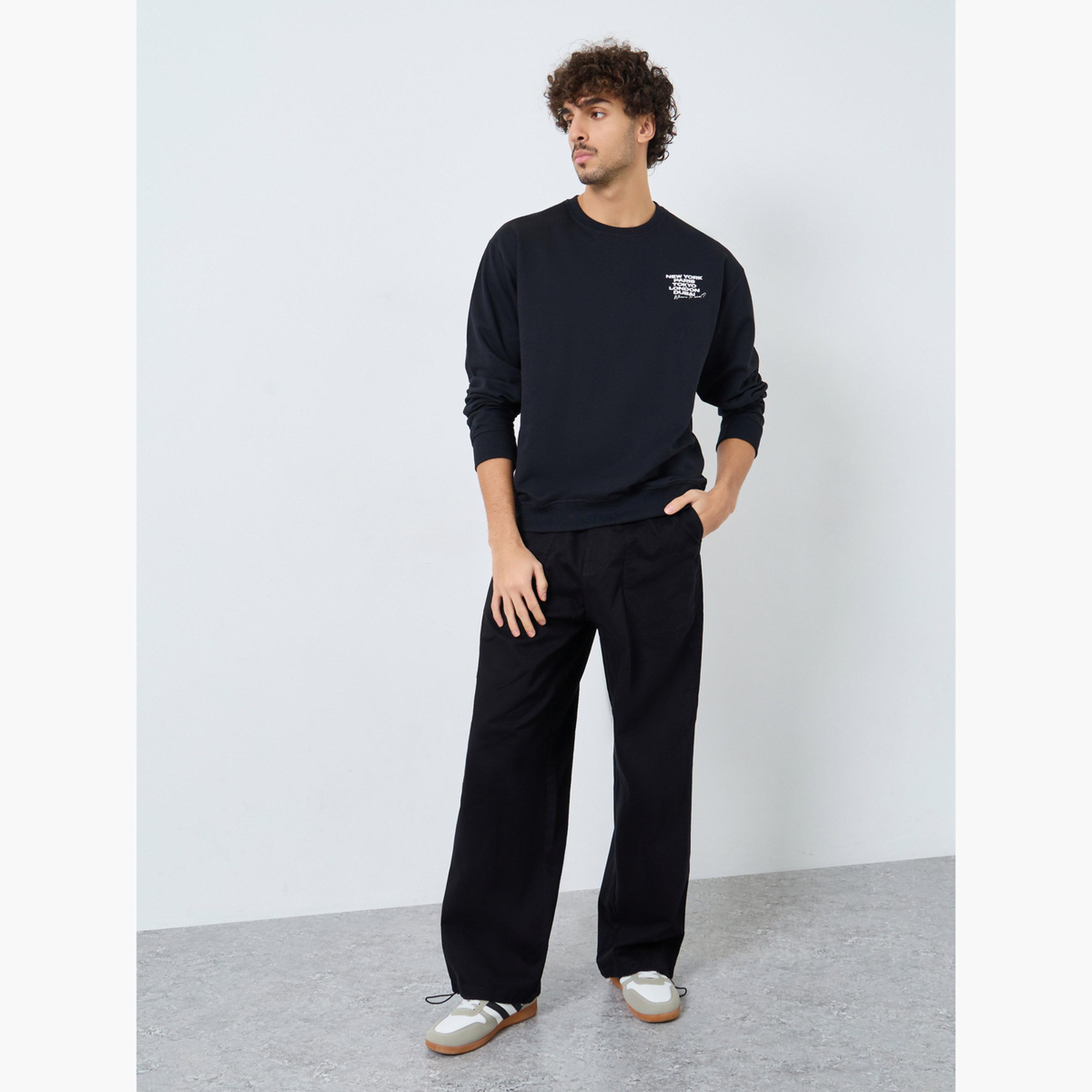 ستايلي - سويت شيرت أسود مريح مطبوع عالي الدقة للرجال -men-winterwear-hoodiesandsweatshirts-image-2