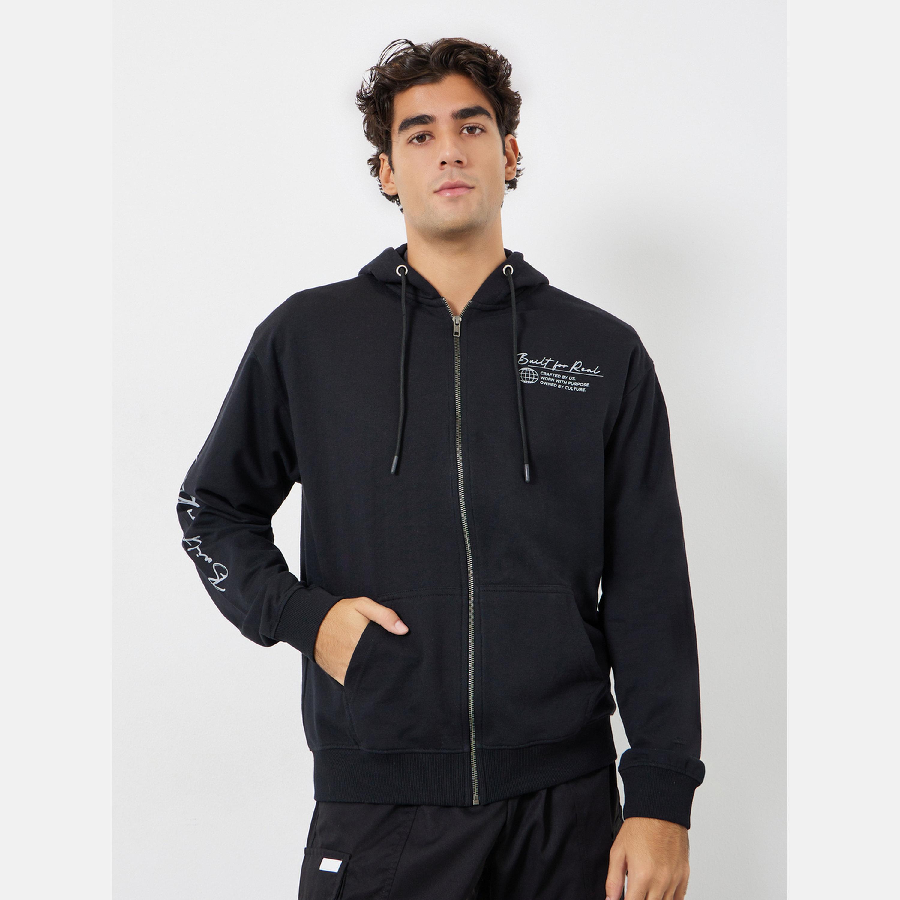 ستايلي - هودي رجالي بغطاء للرأس وأكمام طويلة وسحاب مع طباعة شعار-men-winterwear-hoodiesandsweatshirts-image-3