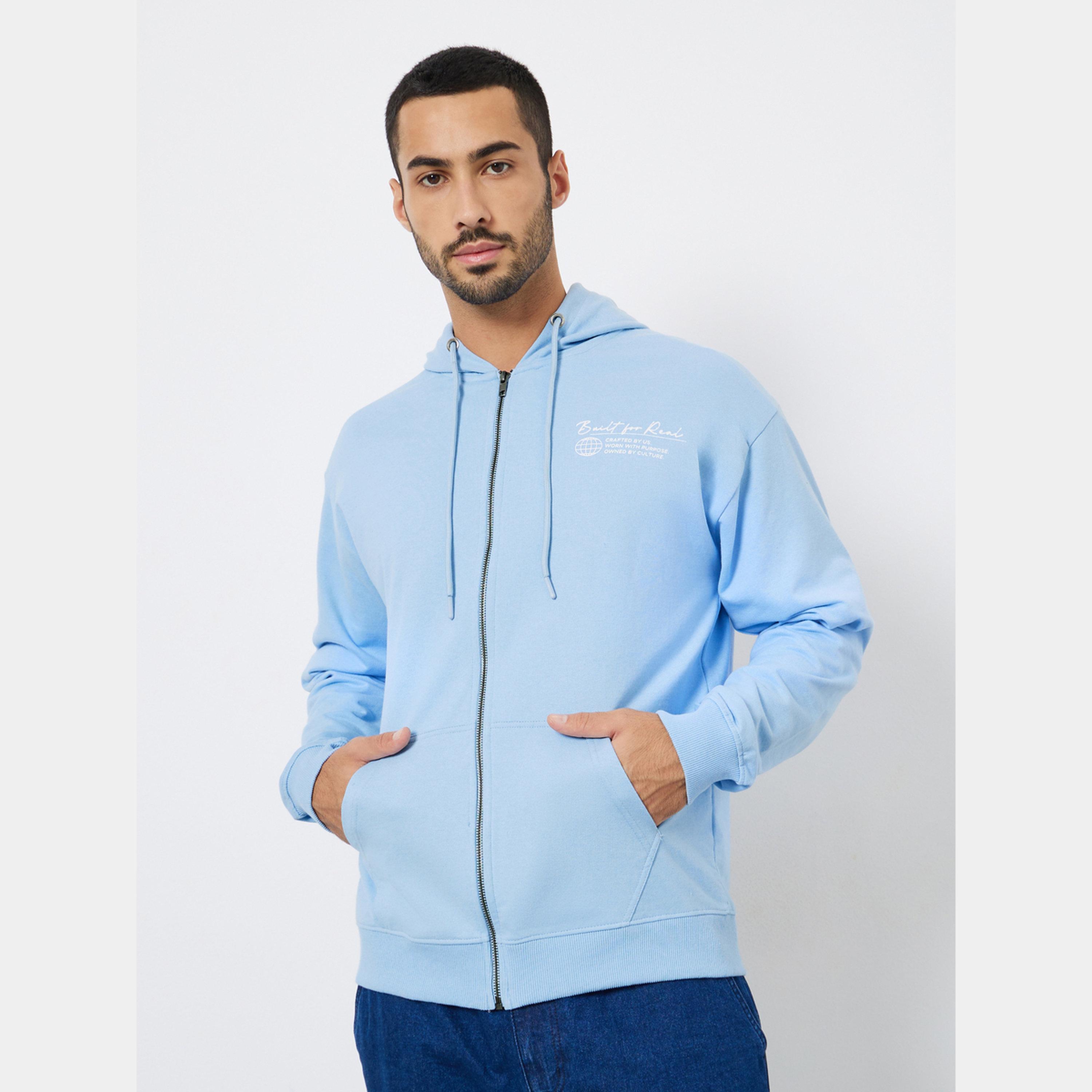 Styli Men Light Blue Printed Zip-Up Sweatshirt-men-winterwear-hoodiesandsweatshirts-image-3