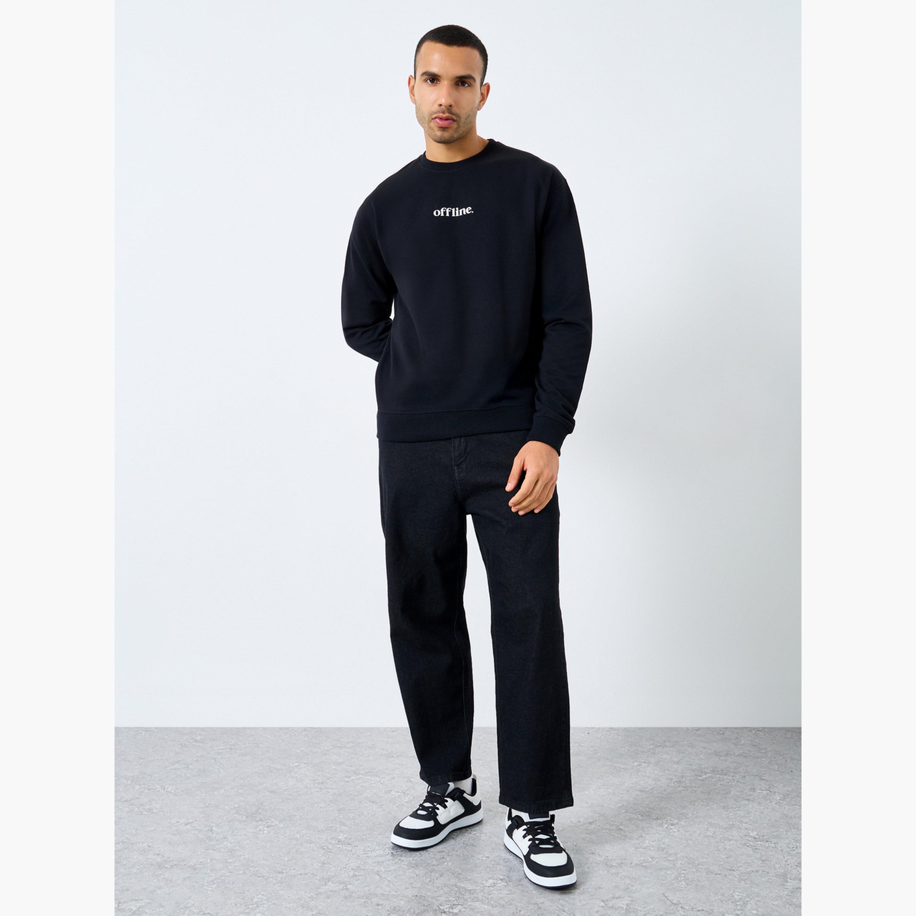 Styli Slogan Print Round Neck Long Sleeves Men's Sweatshirt-men-winterwear-hoodiesandsweatshirts-image-2