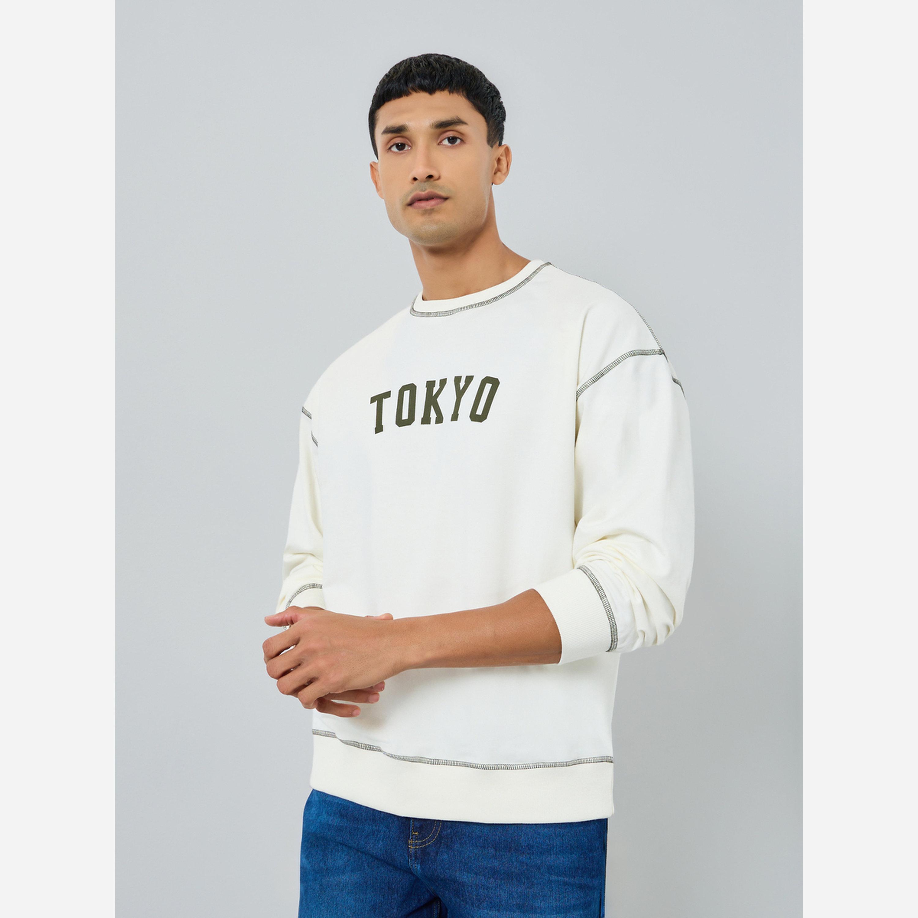 Styli Men Cream Tokyo Print Terry Sweatshirt-men-winterwear-hoodiesandsweatshirts-image-1