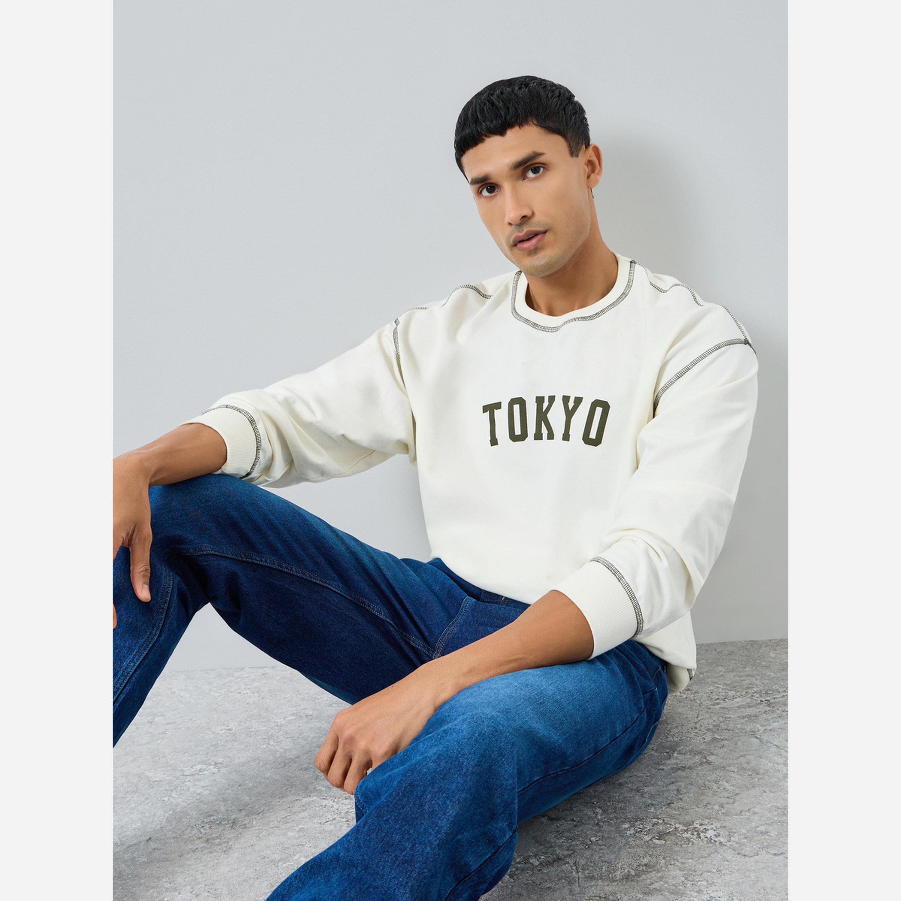 Styli Men Cream Tokyo Print Terry Sweatshirt-men-winterwear-hoodiesandsweatshirts-image-3