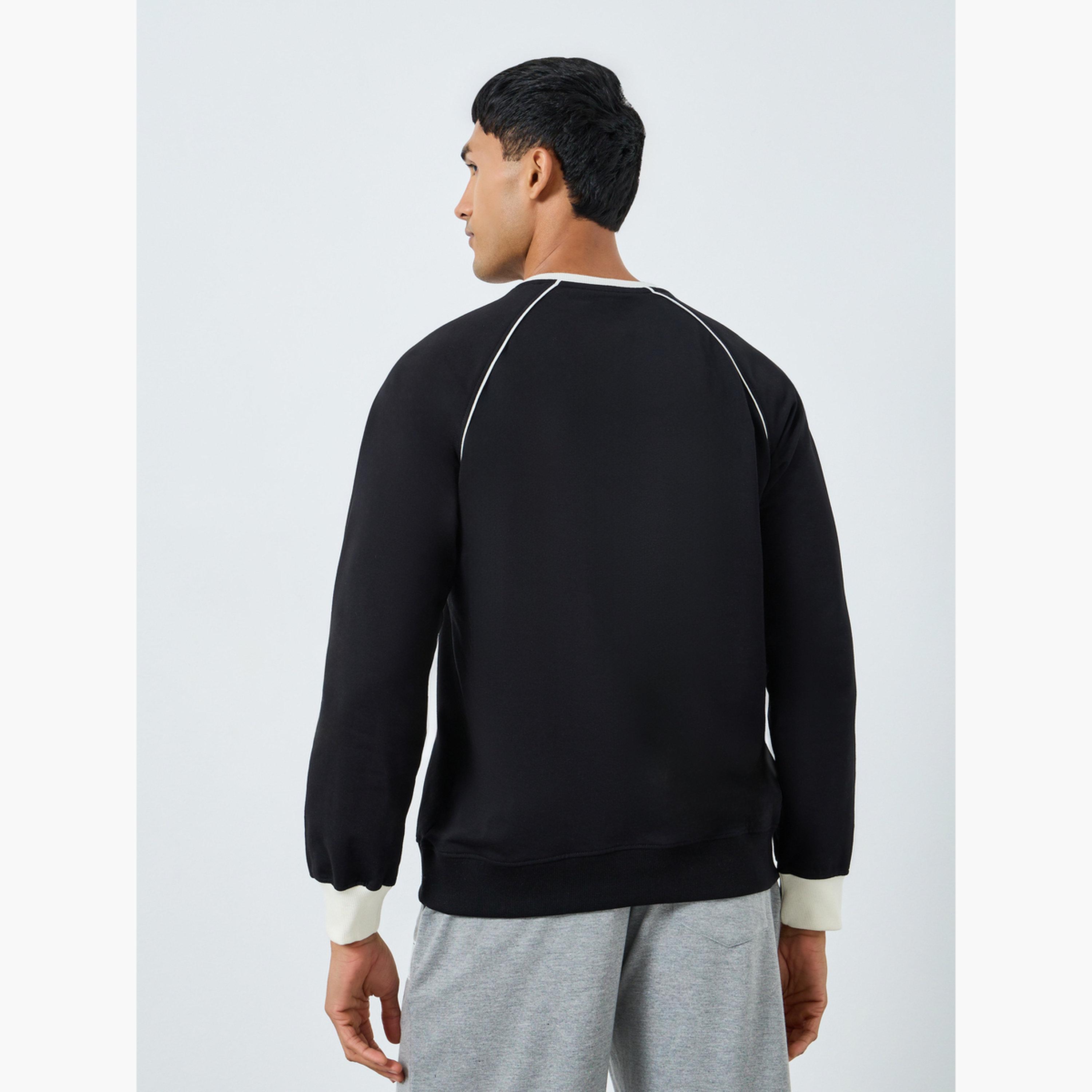 Styli Men Black Slogan Print Raglan Sleeve Sweatshirt-men-winterwear-hoodiesandsweatshirts-image-3