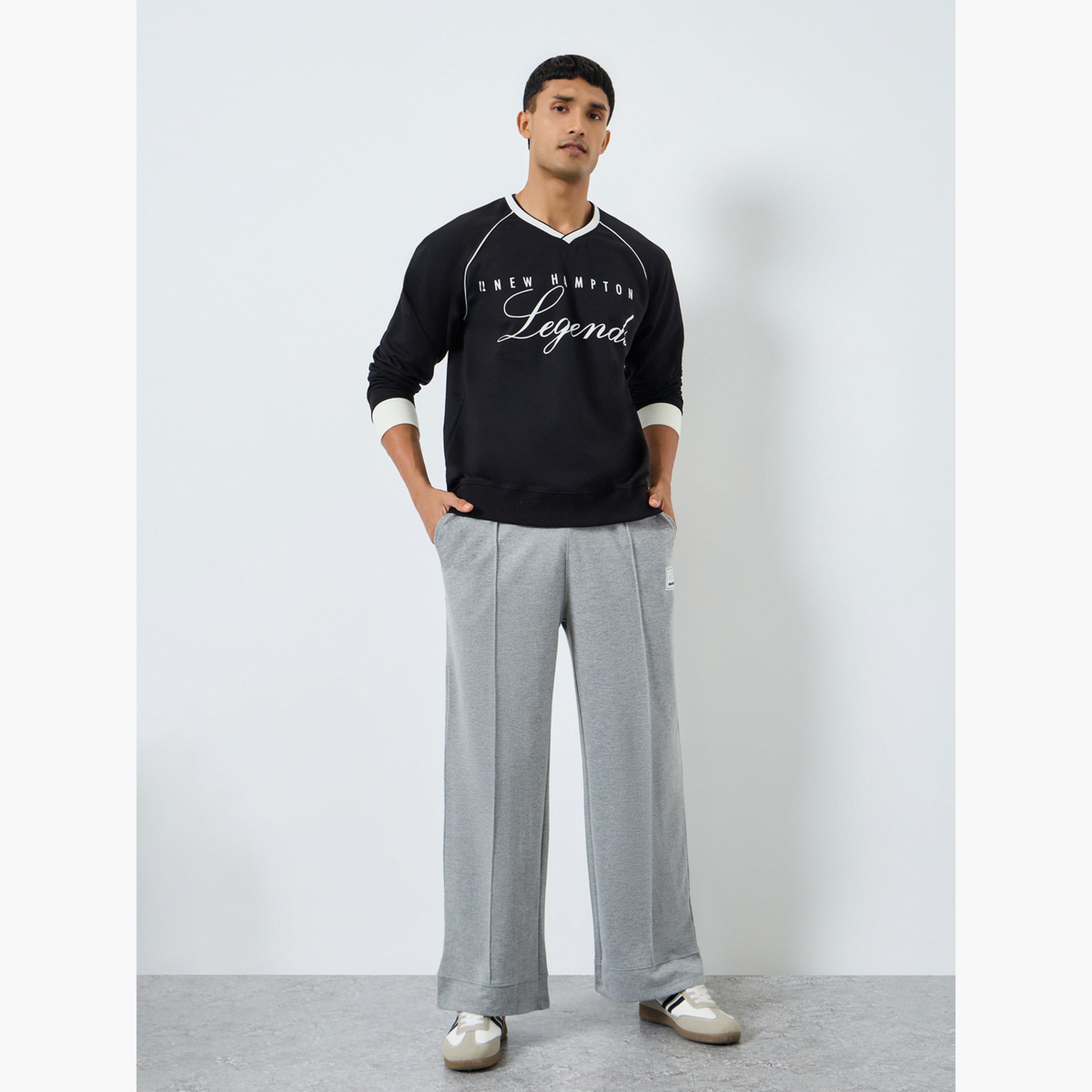 Styli Men Black Slogan Print Raglan Sleeve Sweatshirt-men-winterwear-hoodiesandsweatshirts-image-5
