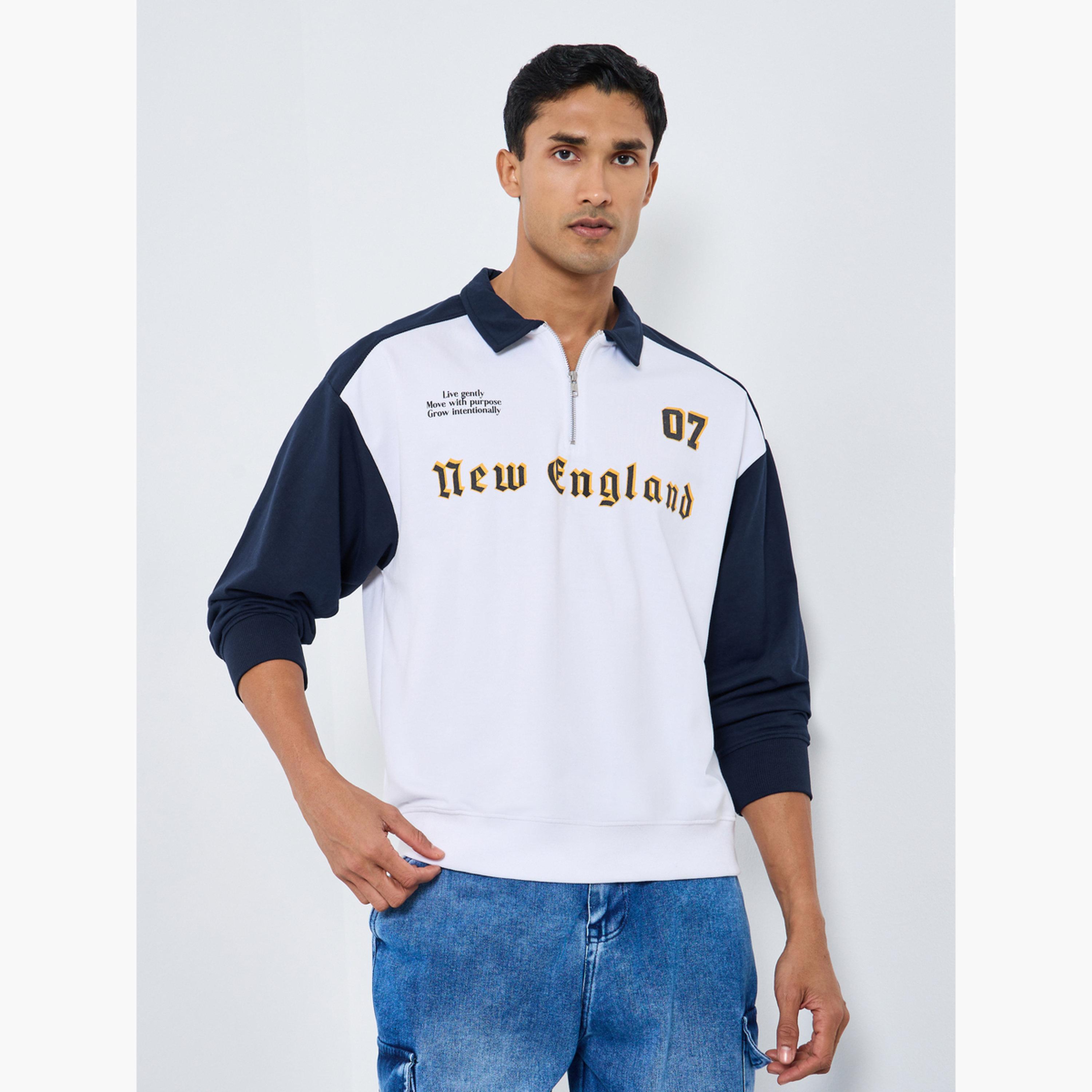Styli Men New England Graphic Zip Collar Sweatshirt-men-winterwear-hoodiesandsweatshirts-image-1