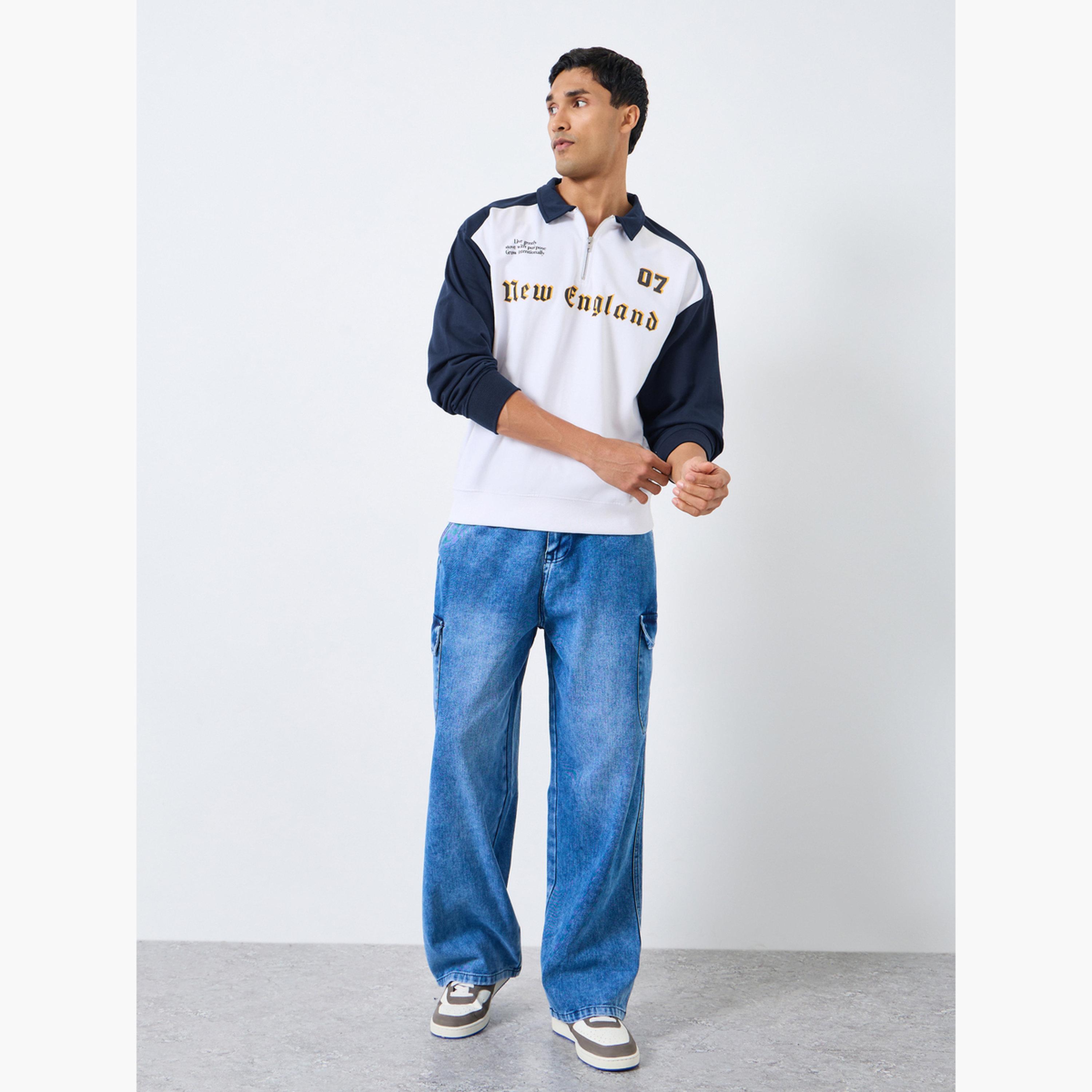 Styli Men New England Graphic Zip Collar Sweatshirt-men-winterwear-hoodiesandsweatshirts-image-2