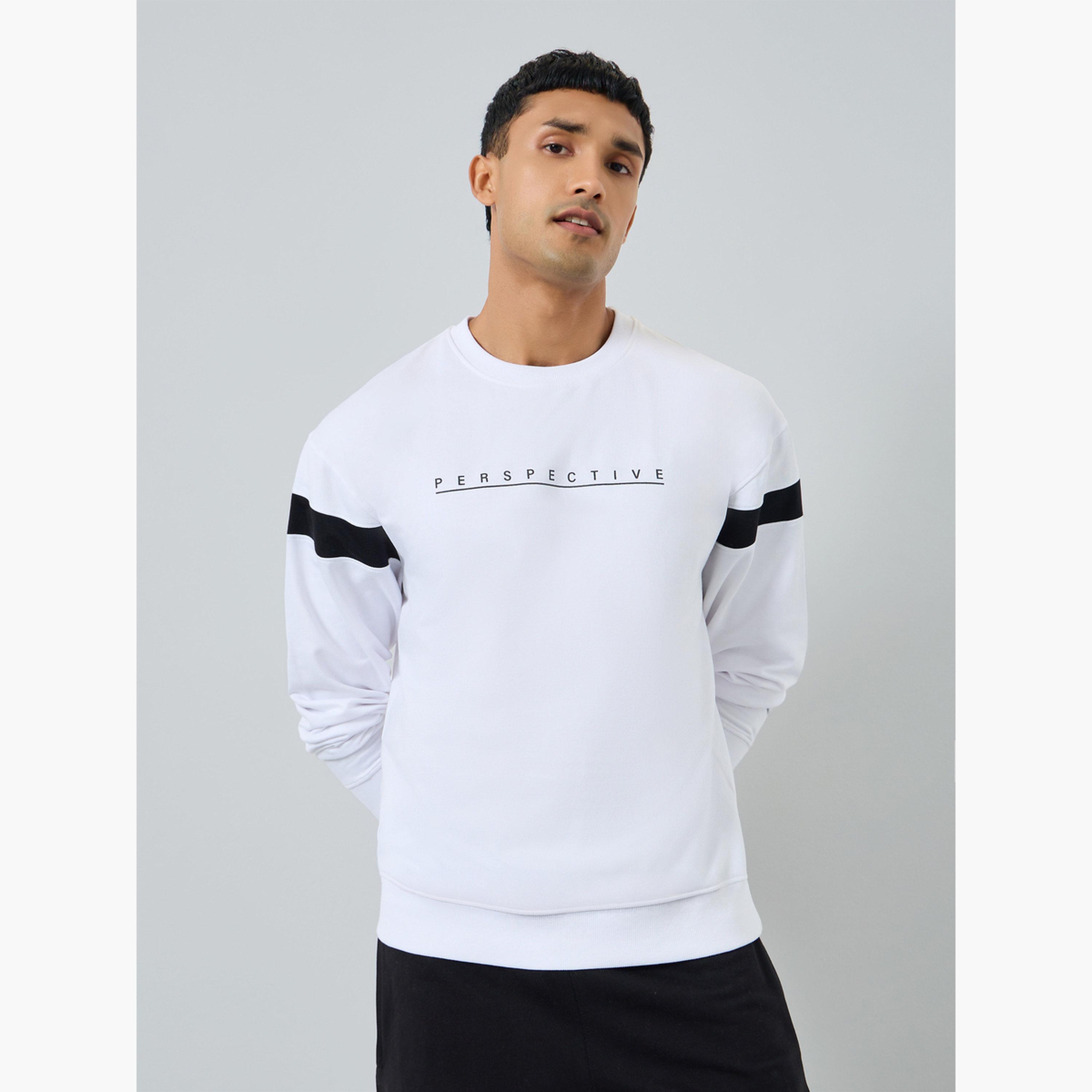 Styli Men White Perspective Print Sweatshirt-men-winterwear-hoodiesandsweatshirts-image-1