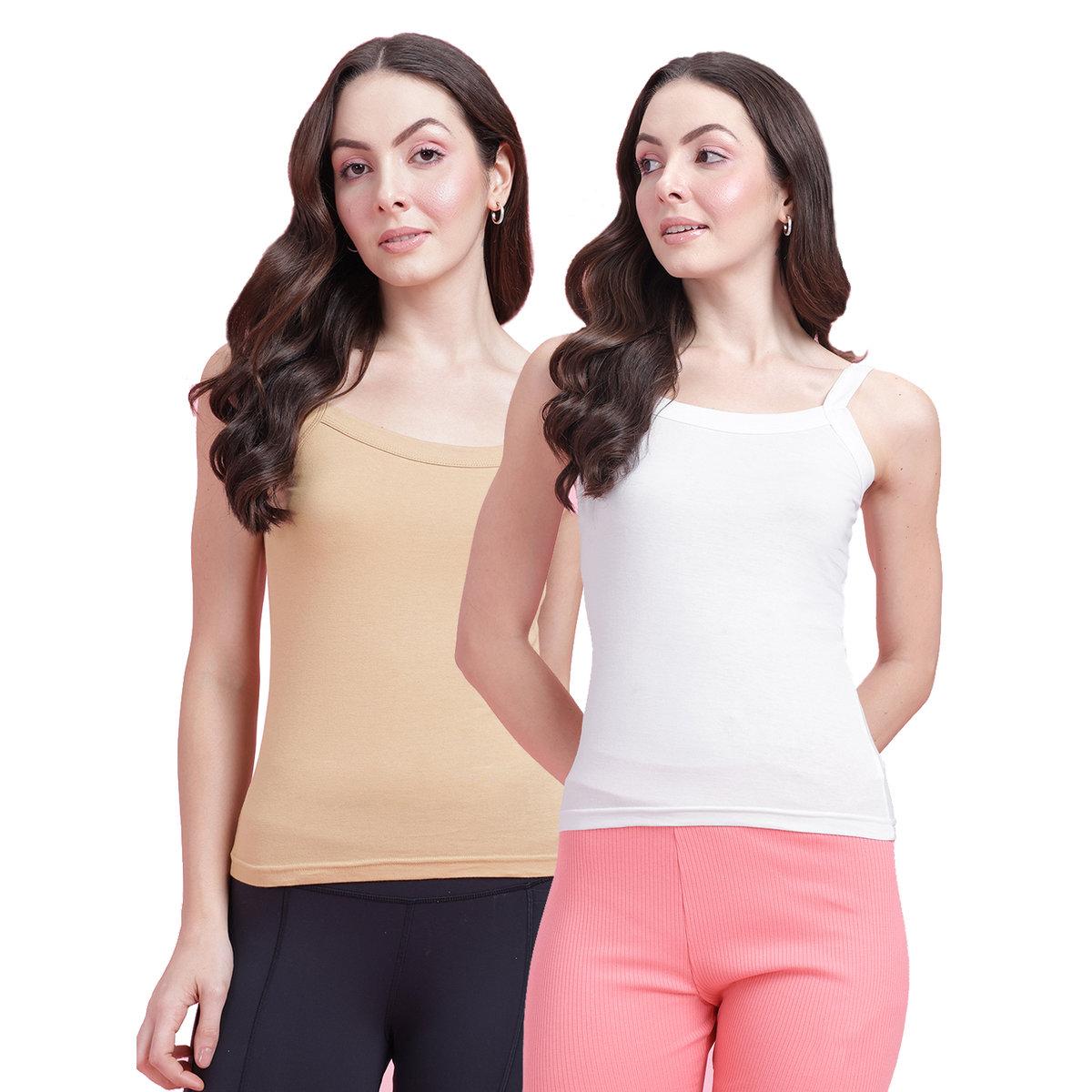 Leading Lady Pack of 2 - Solid Non Padded Cotton Camisole-women-clothing-lingerie-camisoles-image-1