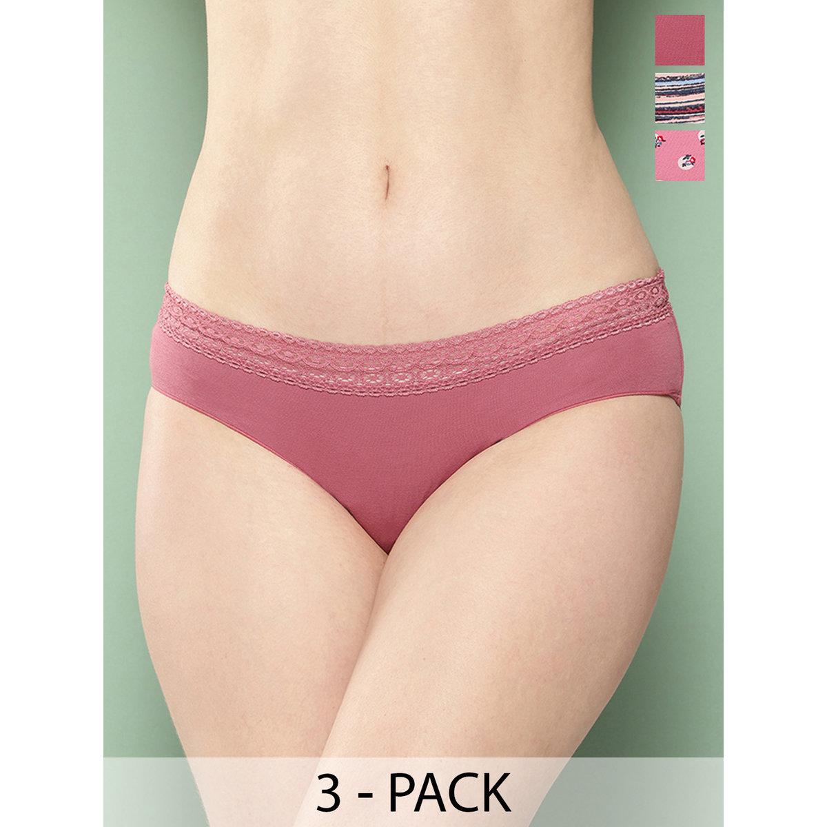 Leading Lady Pack of 3 - Printed Lace Waistband Bikini-women-clothing-lingerie-panties-image-6