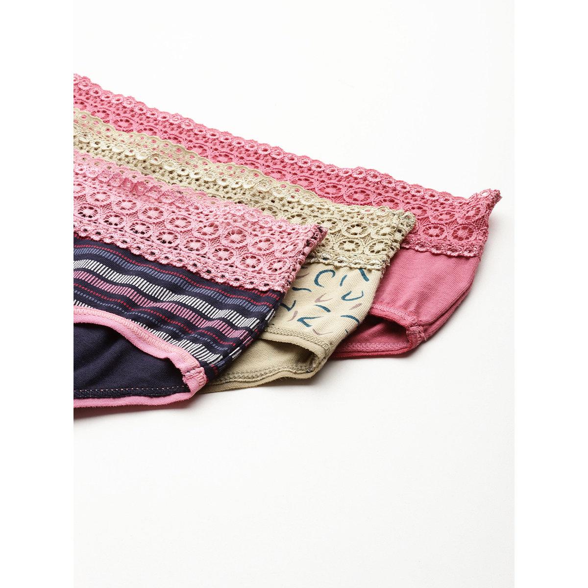 Leading Lady Pack of 3 - Printed Lace Waistband Bikini-women-clothing-lingerie-panties-image-5