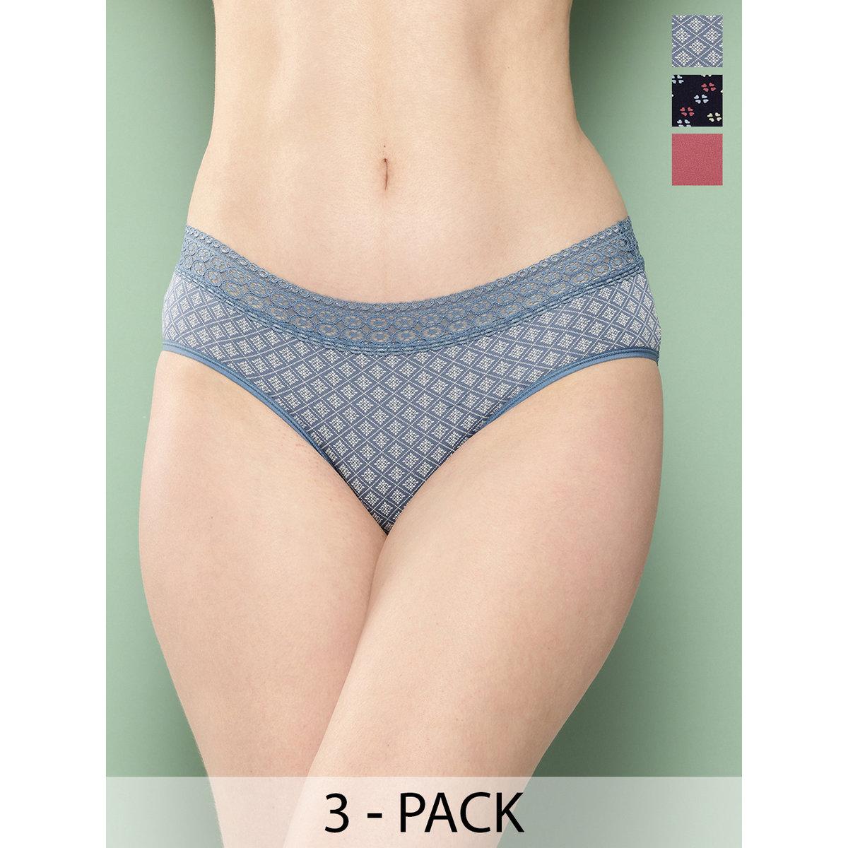 Leading Lady Pack of 3 - Printed Lace Waistband Bikini-women-clothing-lingerie-panties-image-6