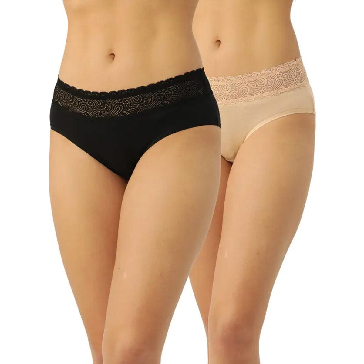 Leading Lady Pack of 2 - Lace Waistband Cotton Briefs-women-clothing-lingerie-panties-image-1