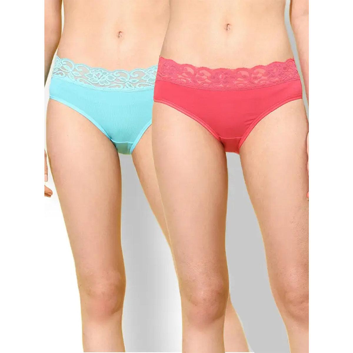 Leading Lady Pack of 2 - Lace Waistband Cotton Briefs-women-clothing-lingerie-panties-image-1
