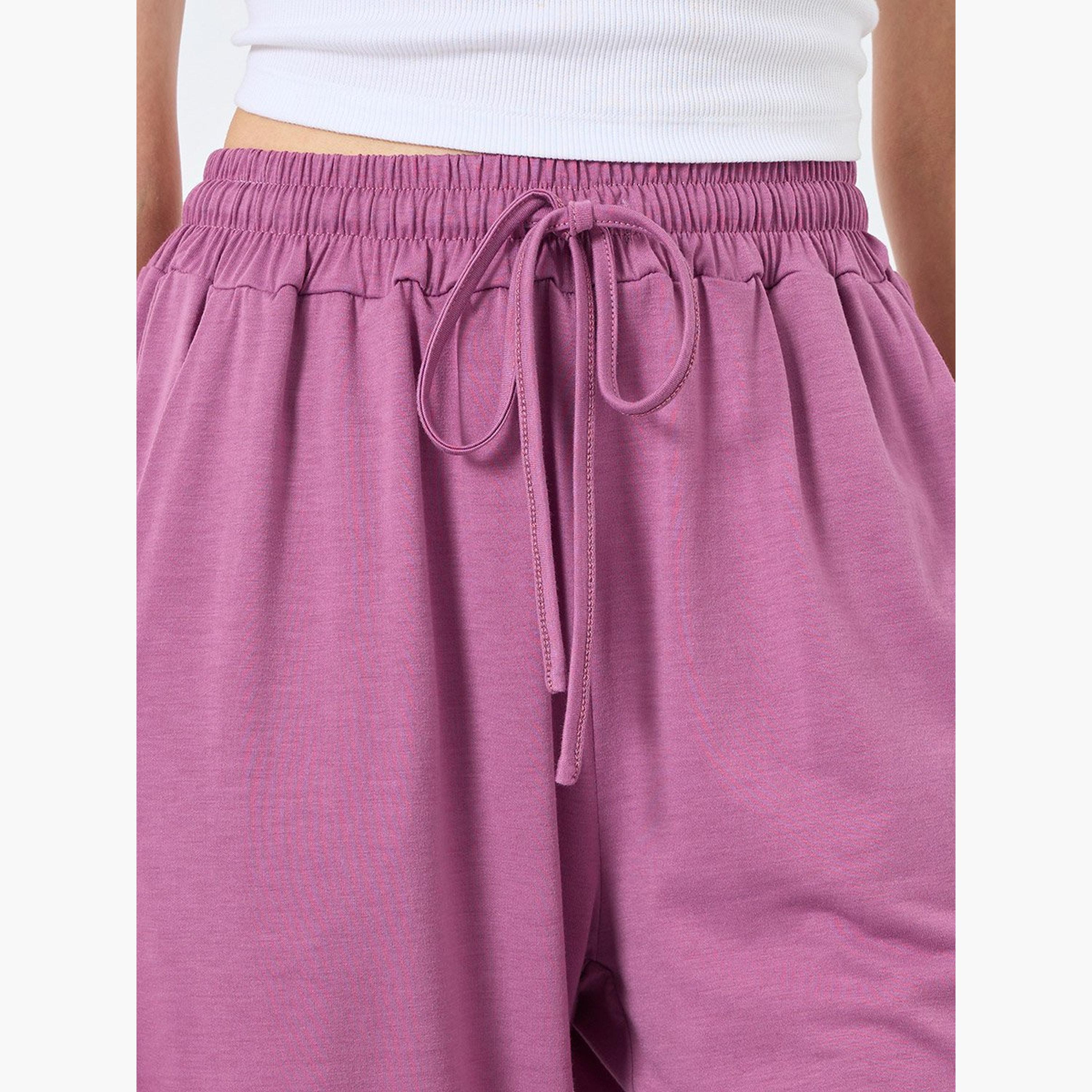 تيك تو - بنطال رياضي للنساء واسع الساق بنفسجي اللون-women-clothing-bottoms-joggers-image-3
