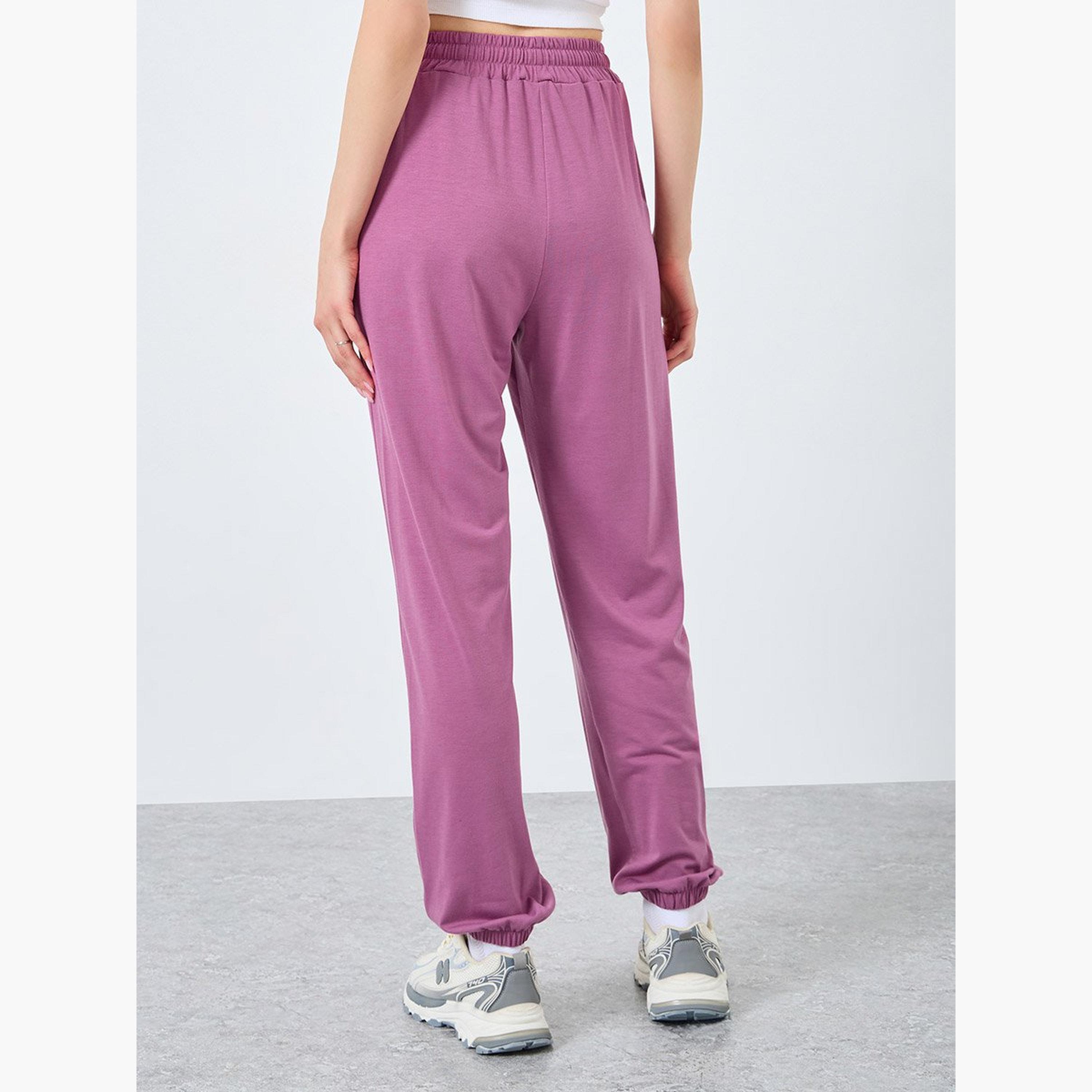 تيك تو - بنطال رياضي للنساء واسع الساق بنفسجي اللون-women-clothing-bottoms-joggers-image-4