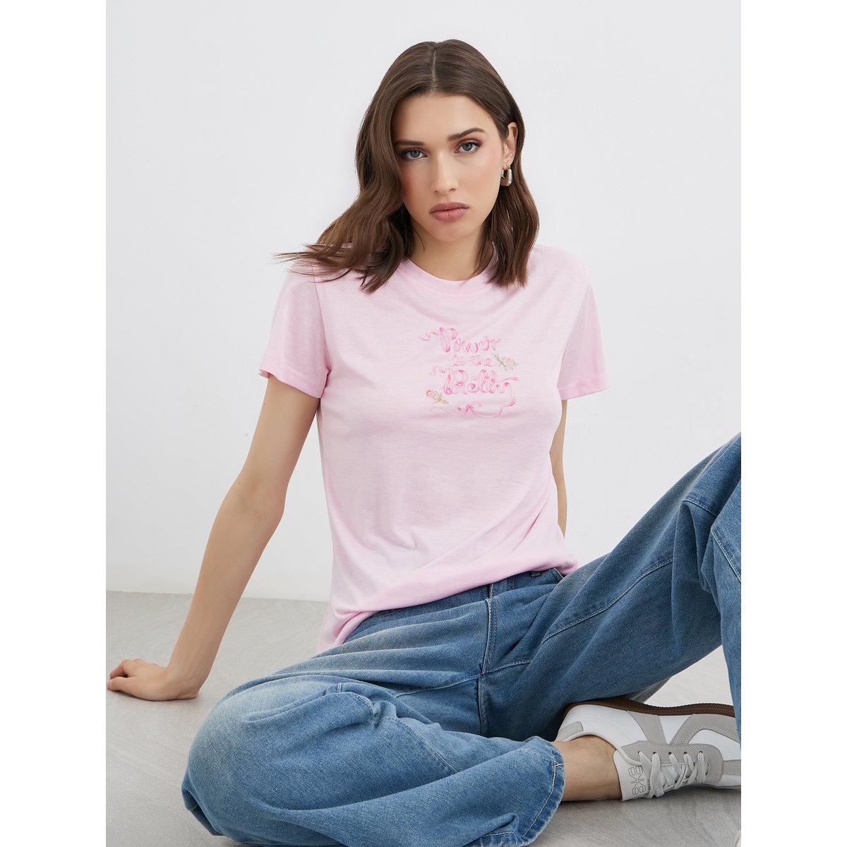 Styli Slogan Print Regular Fit T-Shirt-women-clothing-tshirts-image-1
