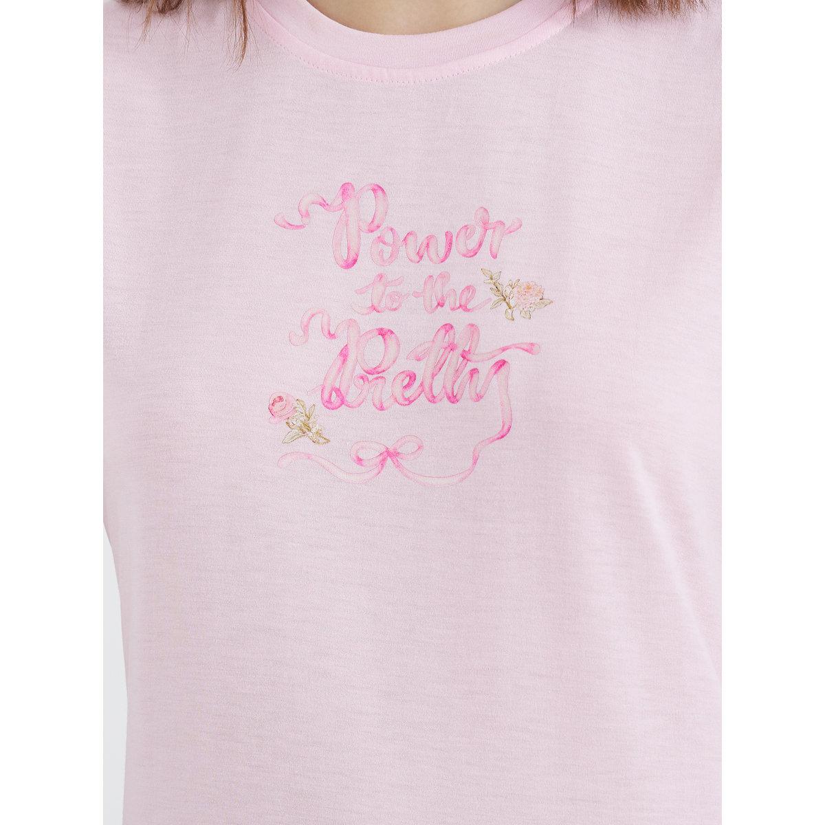تيشيرت بقصة عادية وطبعة كتابة-women-clothing-tshirts-image-4