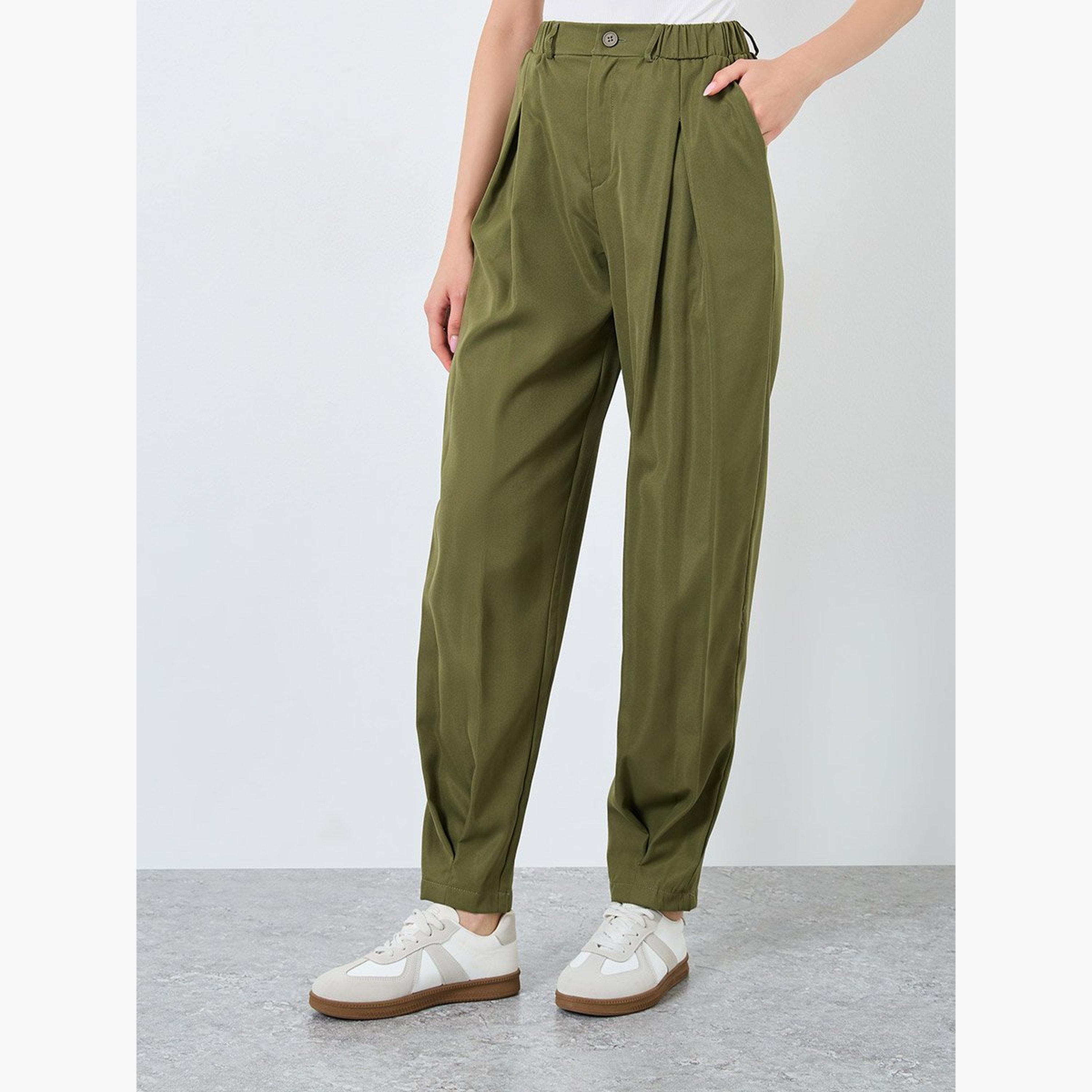 Take Two Khaki Wide Leg Trousers-women-clothing-bottoms-trousers-image-1