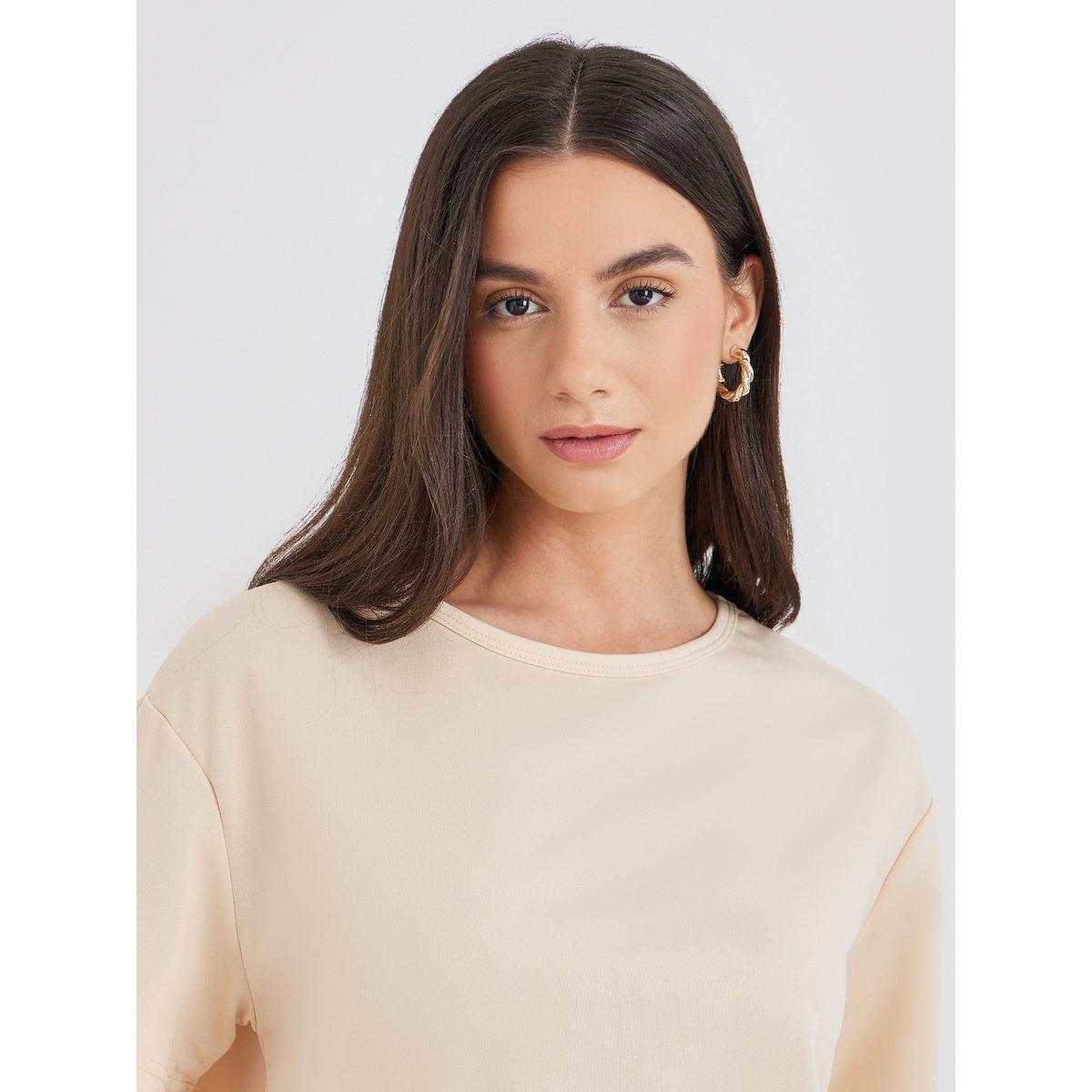 طقم منسق من بنطال وتيشيرت سادة-women-clothing-coordsets-image-4