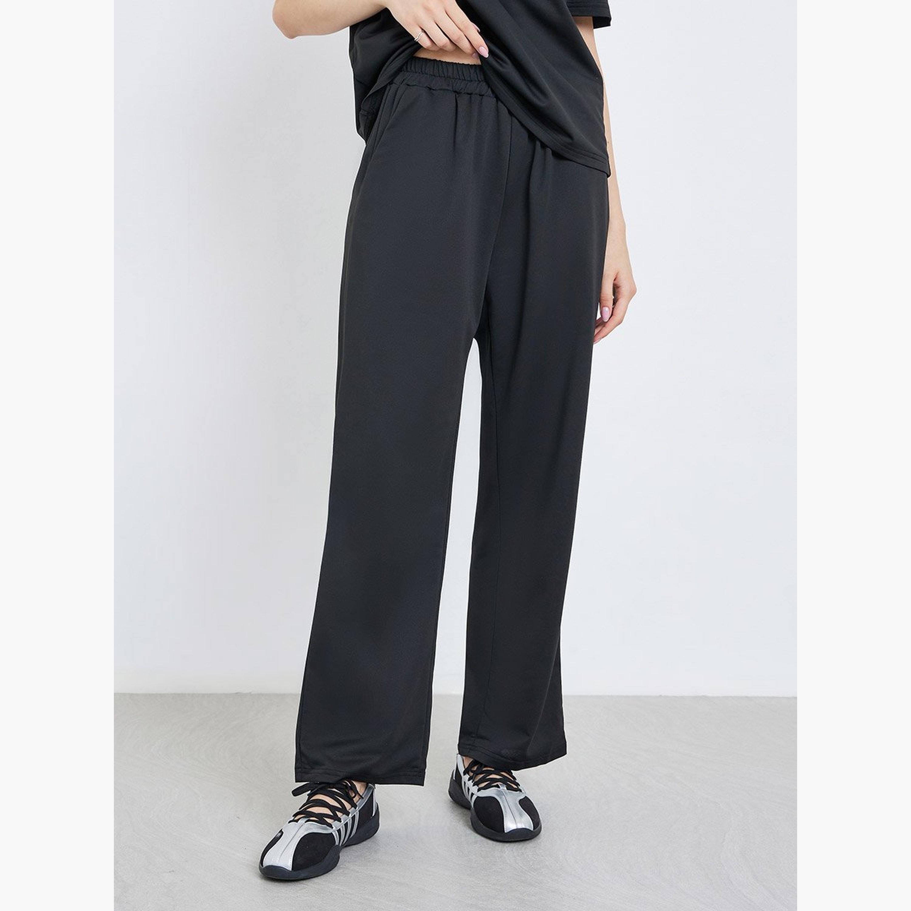 Take Two Black Solid T-Shirt and Joggers Co-Ords-women-clothing-coordsets-image-5