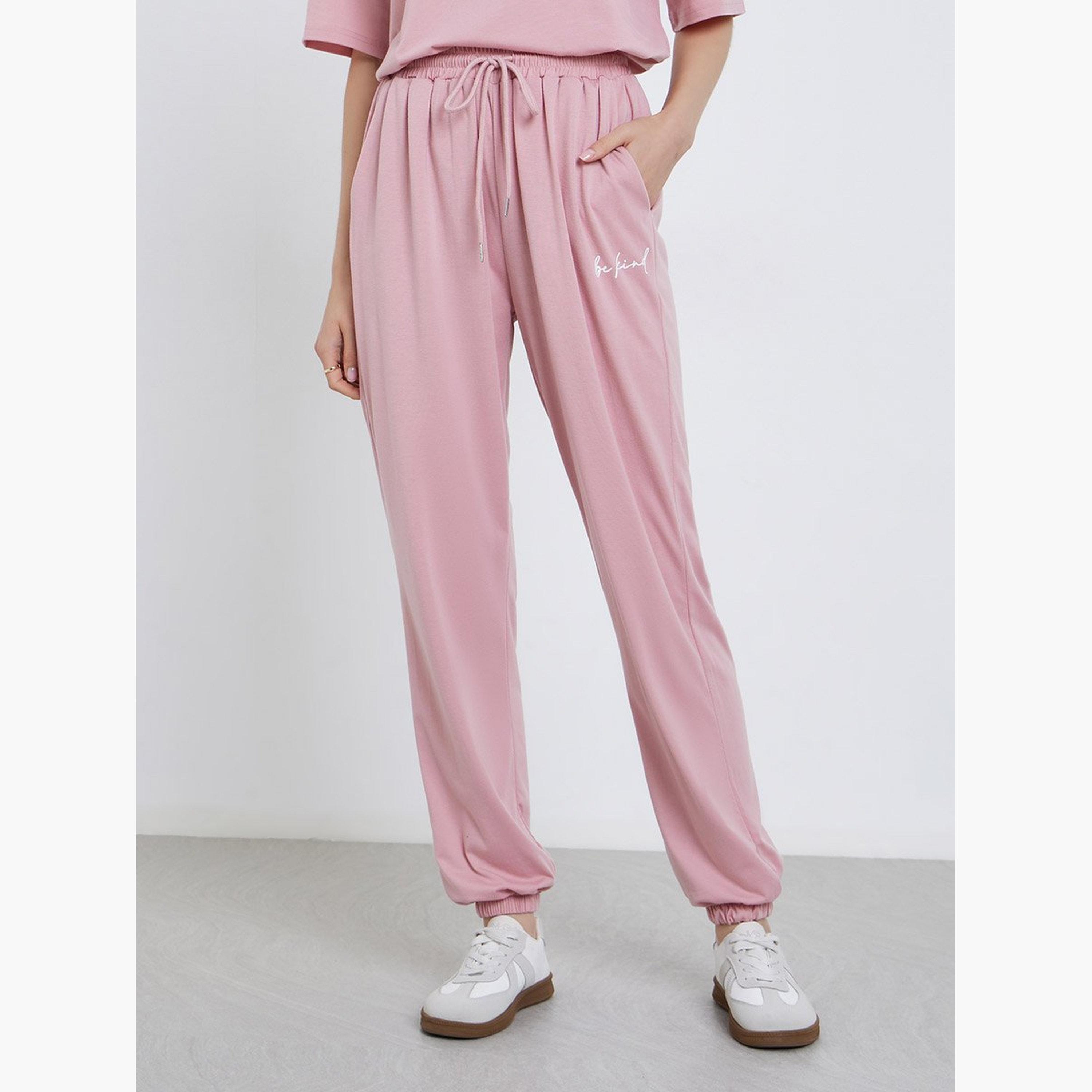 Take Two Pink Slogan T-Shirt and Joggers Co-Ords-women-clothing-coordsets-image-6