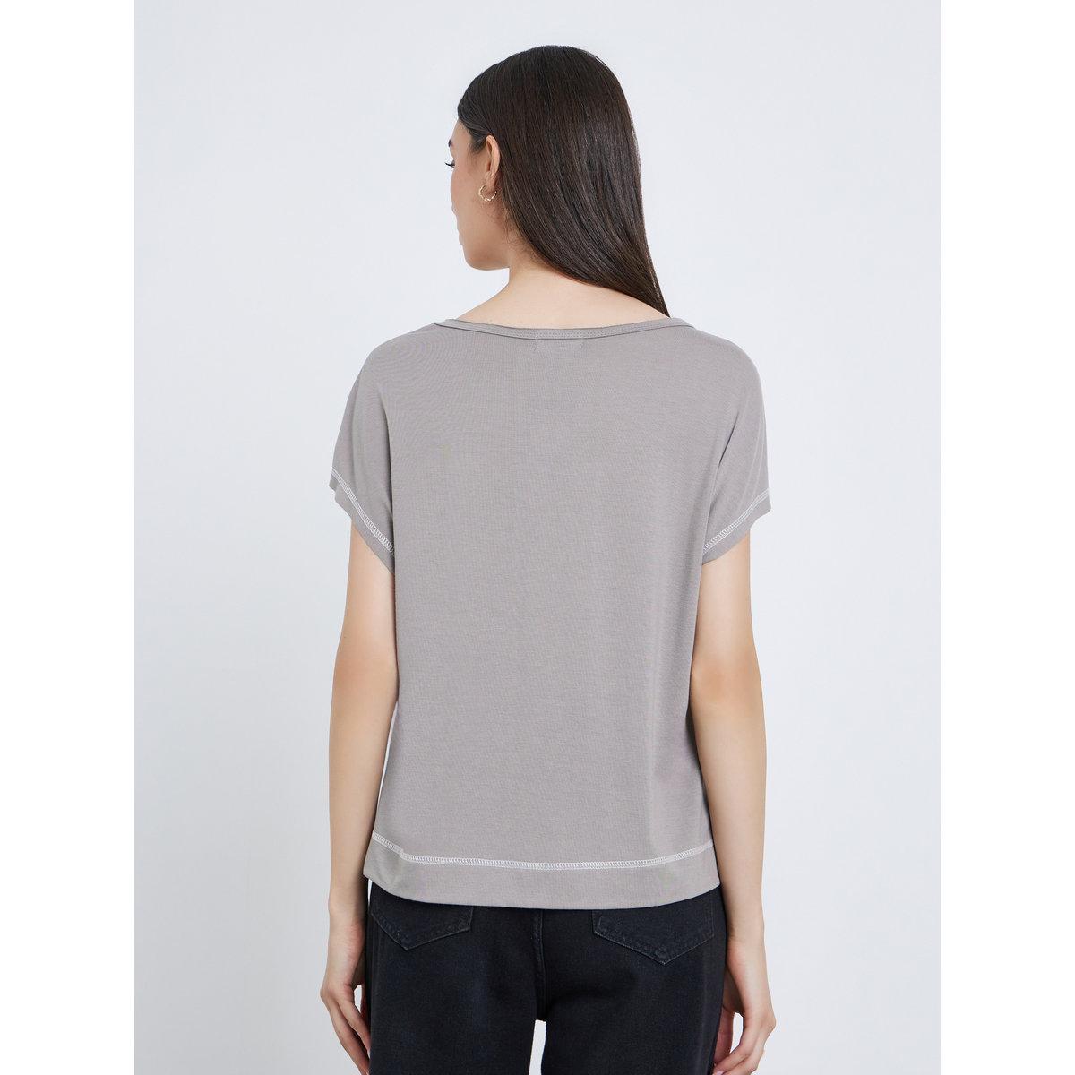 Styli Contrast Stitch Regular Fit T-Shirt-women-clothing-tshirts-image-4
