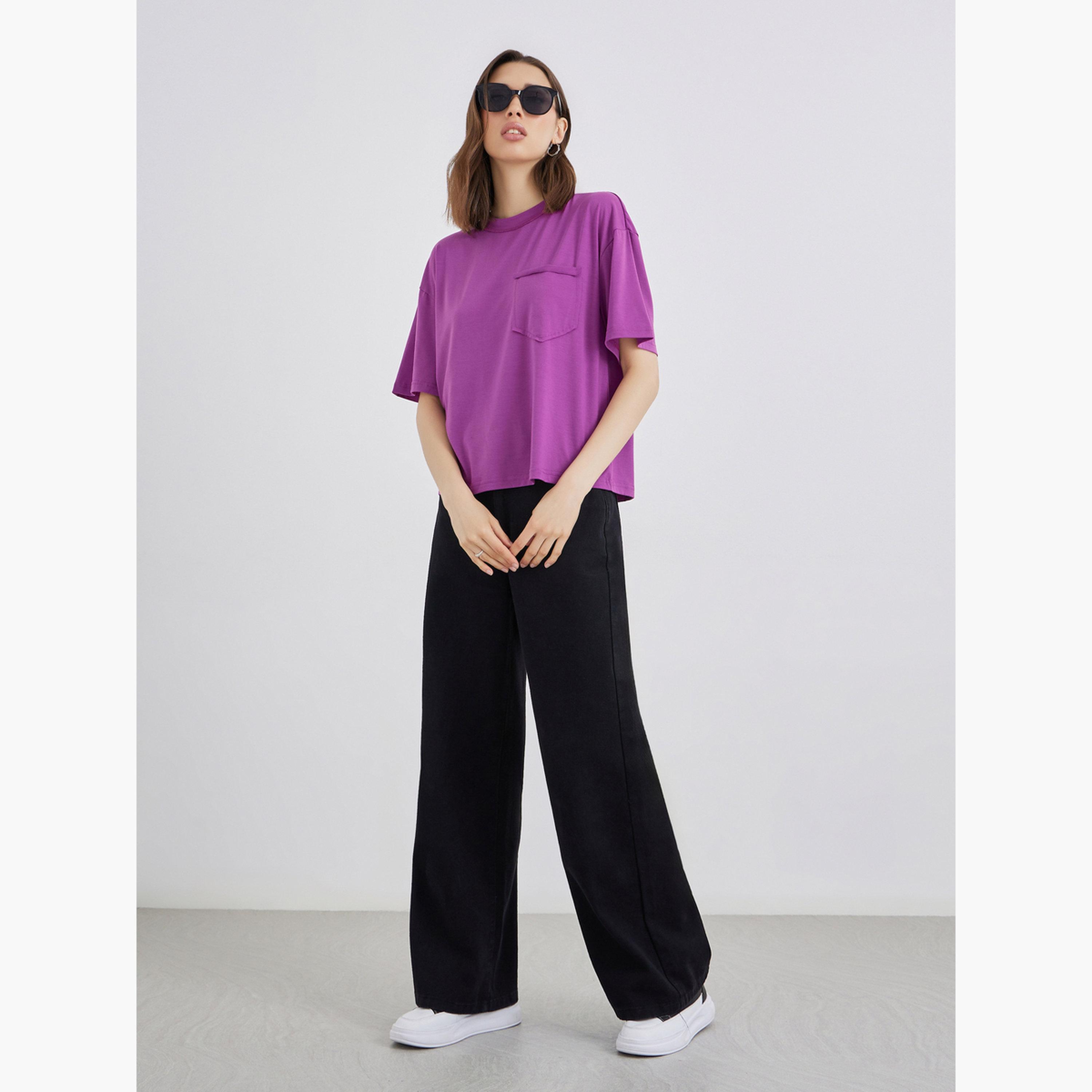 Styli Purple Boxy Fit T-Shirt-women-clothing-tshirts-image-2