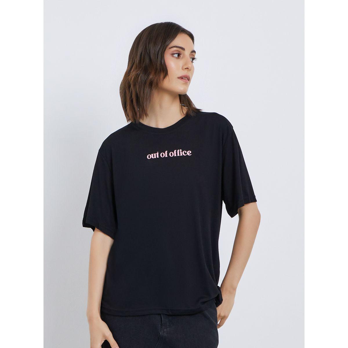 Styli Slogan Print Regular Fit T-Shirt-women-clothing-tshirts-image-1