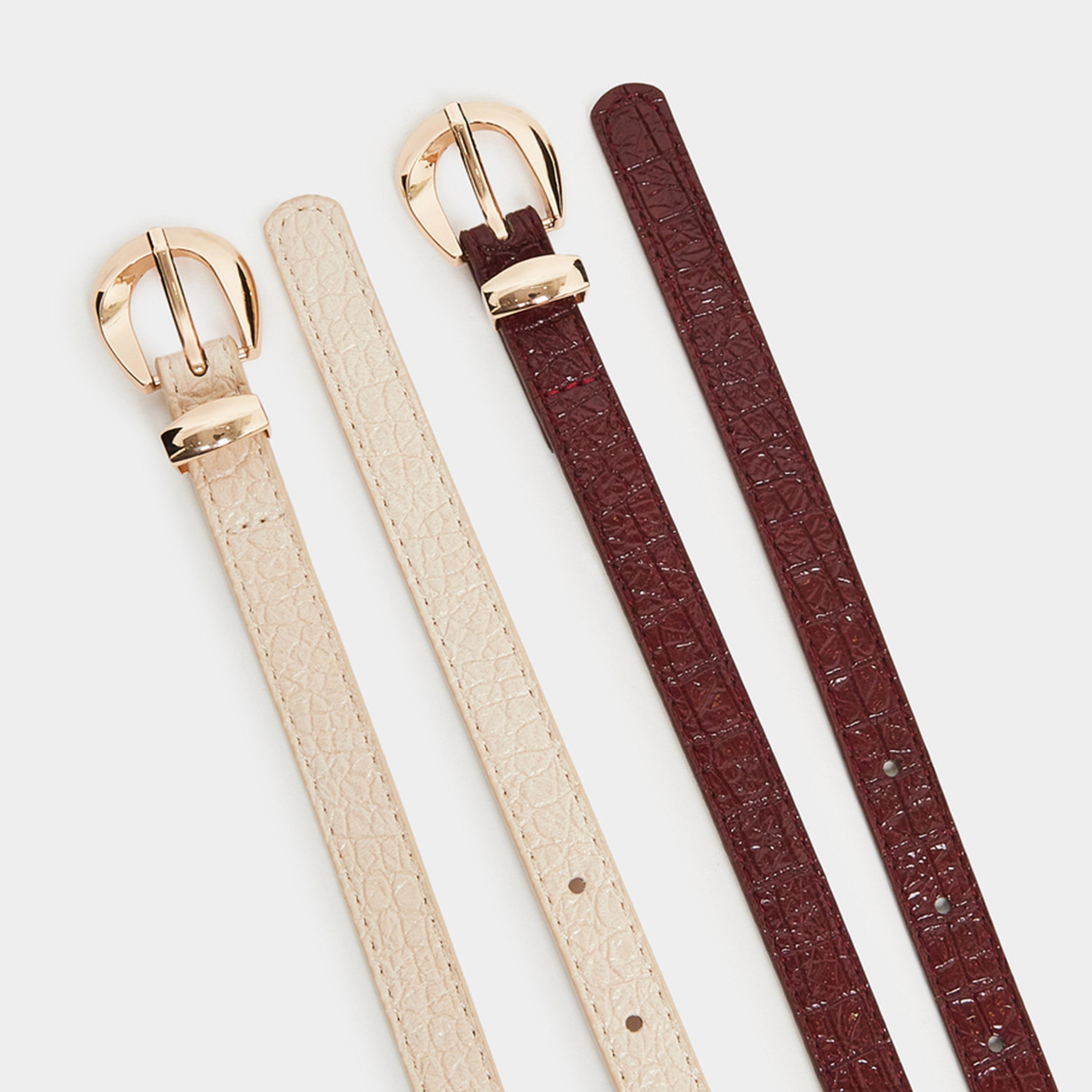 Styli Pack of 2 - Textured Slim Belt-women-clothingaccessories-belts-image-3