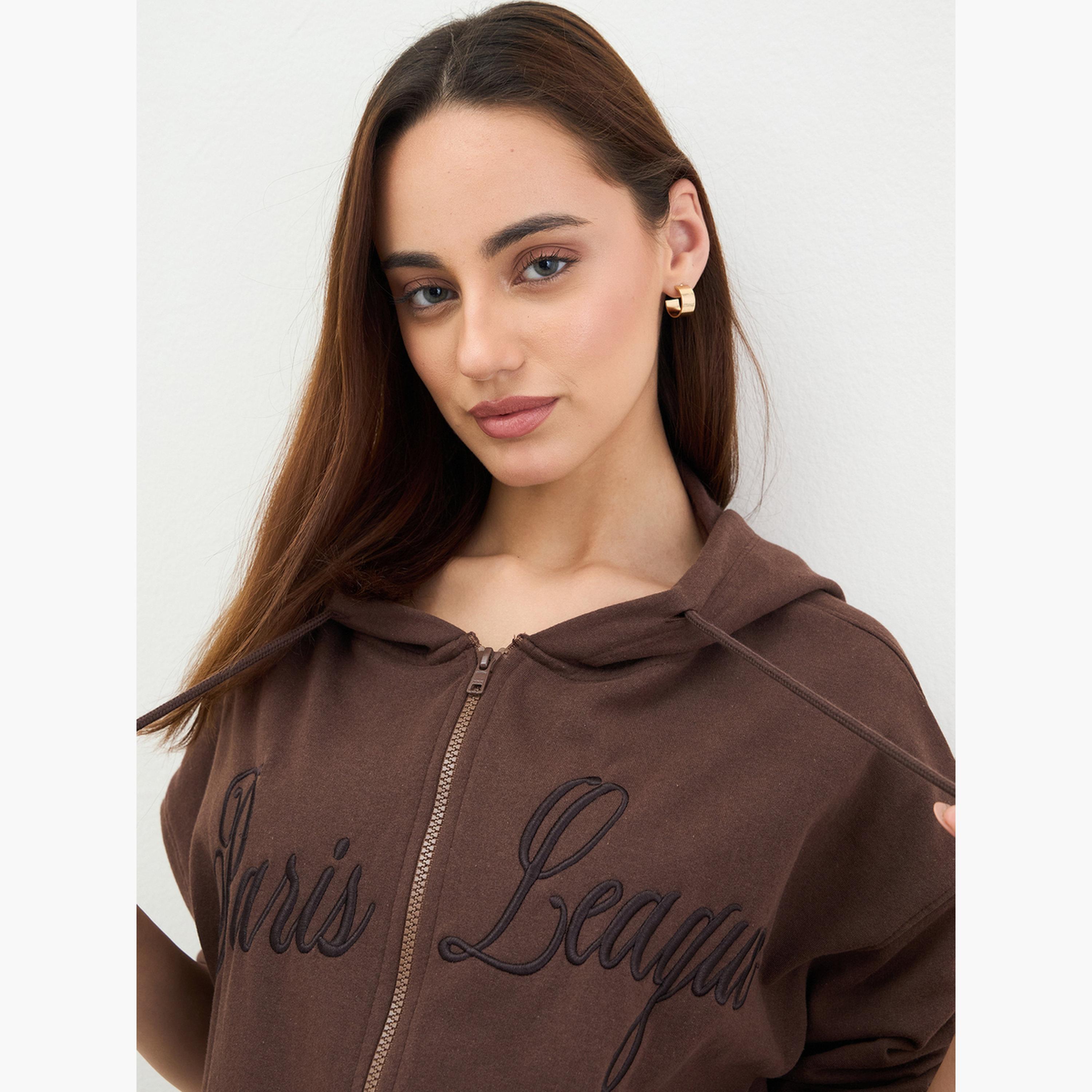 ستايلي - سويتشرت بني طويل مع تطريز أنيق-women-clothing-hoodiesandsweatshirts-sweatshirts-image-3