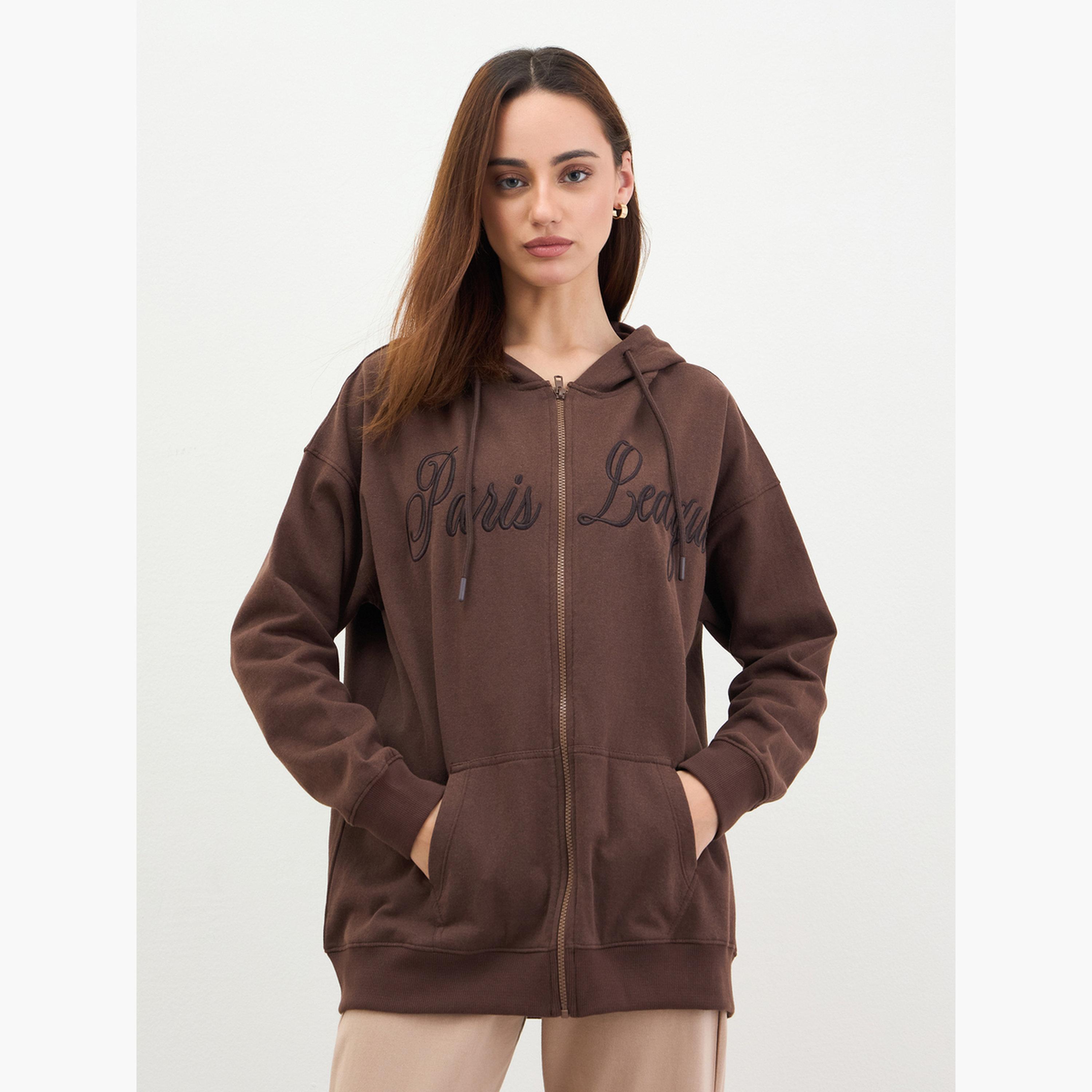 ستايلي - سويتشرت بني طويل مع تطريز أنيق-women-clothing-hoodiesandsweatshirts-sweatshirts-image-5