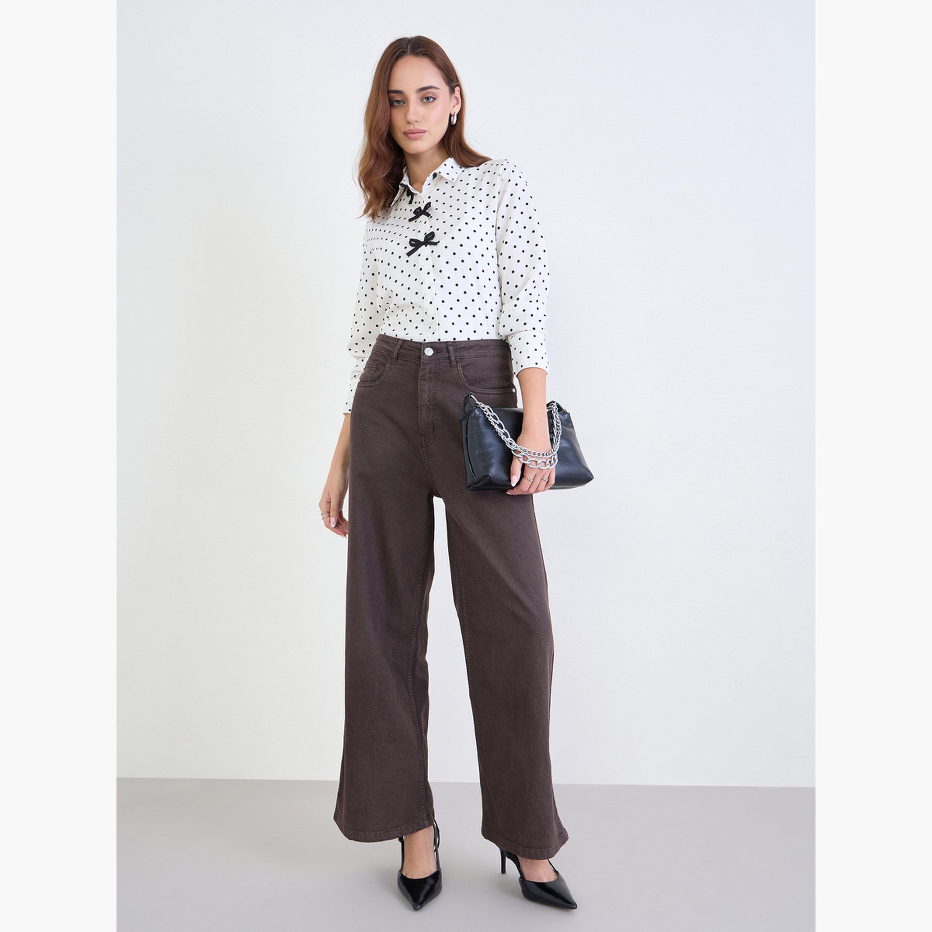 Styli Women Polka Dot Shirt with Bow Detail-women-clothing-shirtsandblouses-shirts-image-2