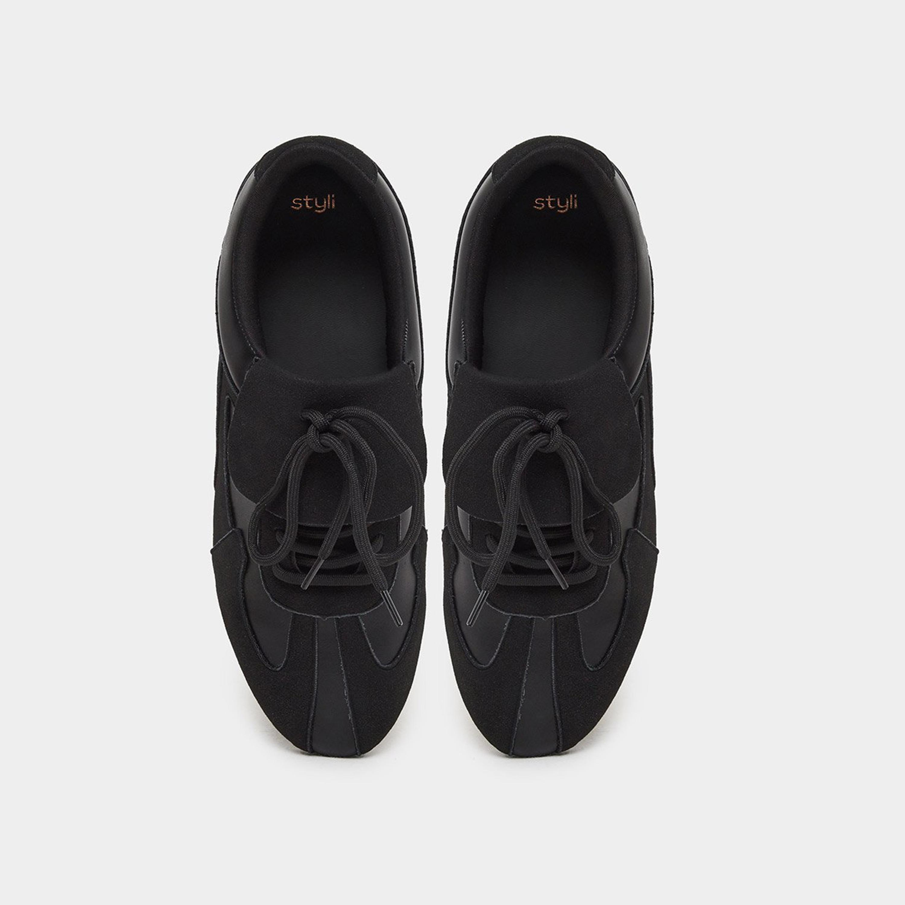 ستايلي - حذاء رياضي للنساء أسود برباط-women-shoes-sneakers-image-6