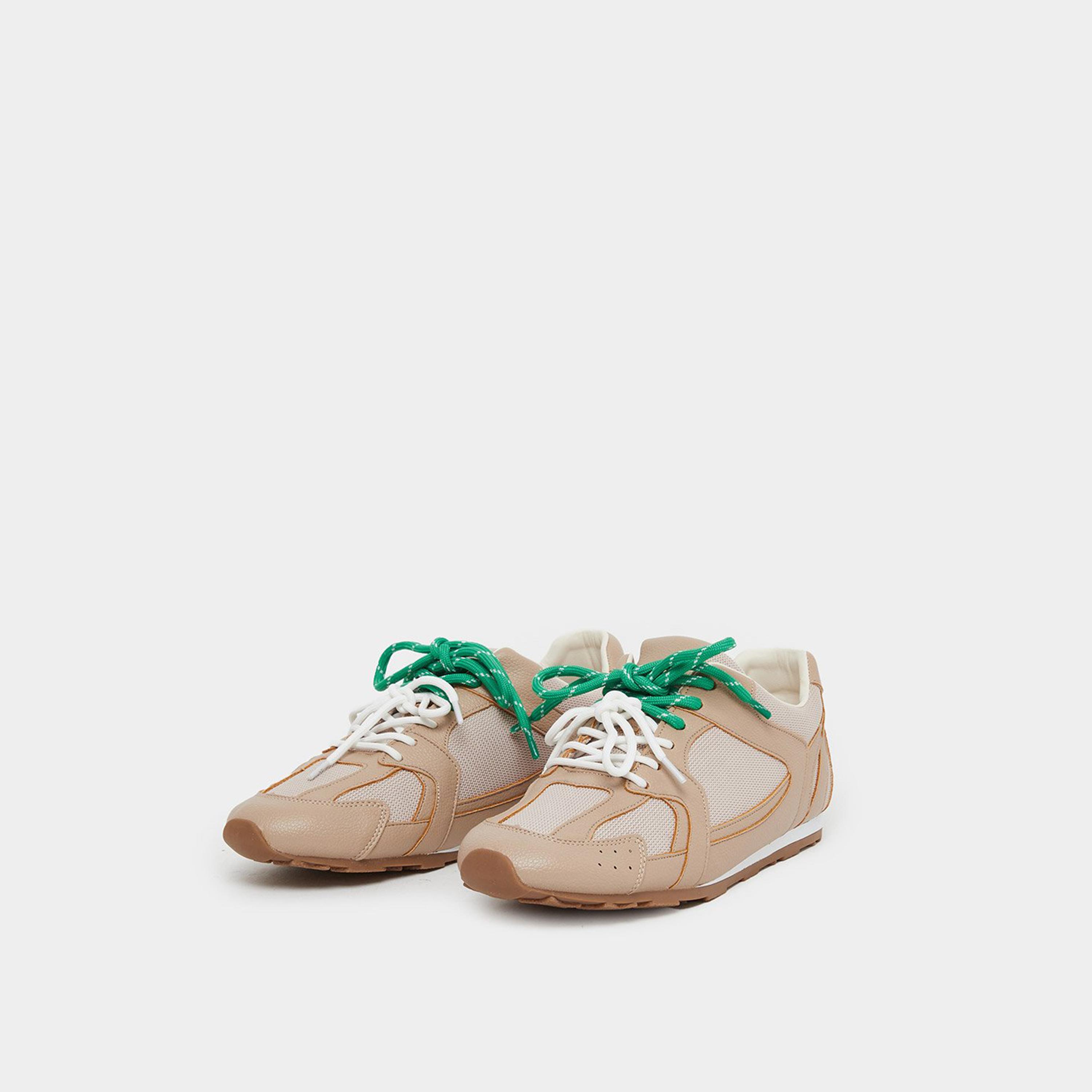 ستايلي - حذاء رياضي برباط ومُقسم لون بيج-women-shoes-sneakers-image-1