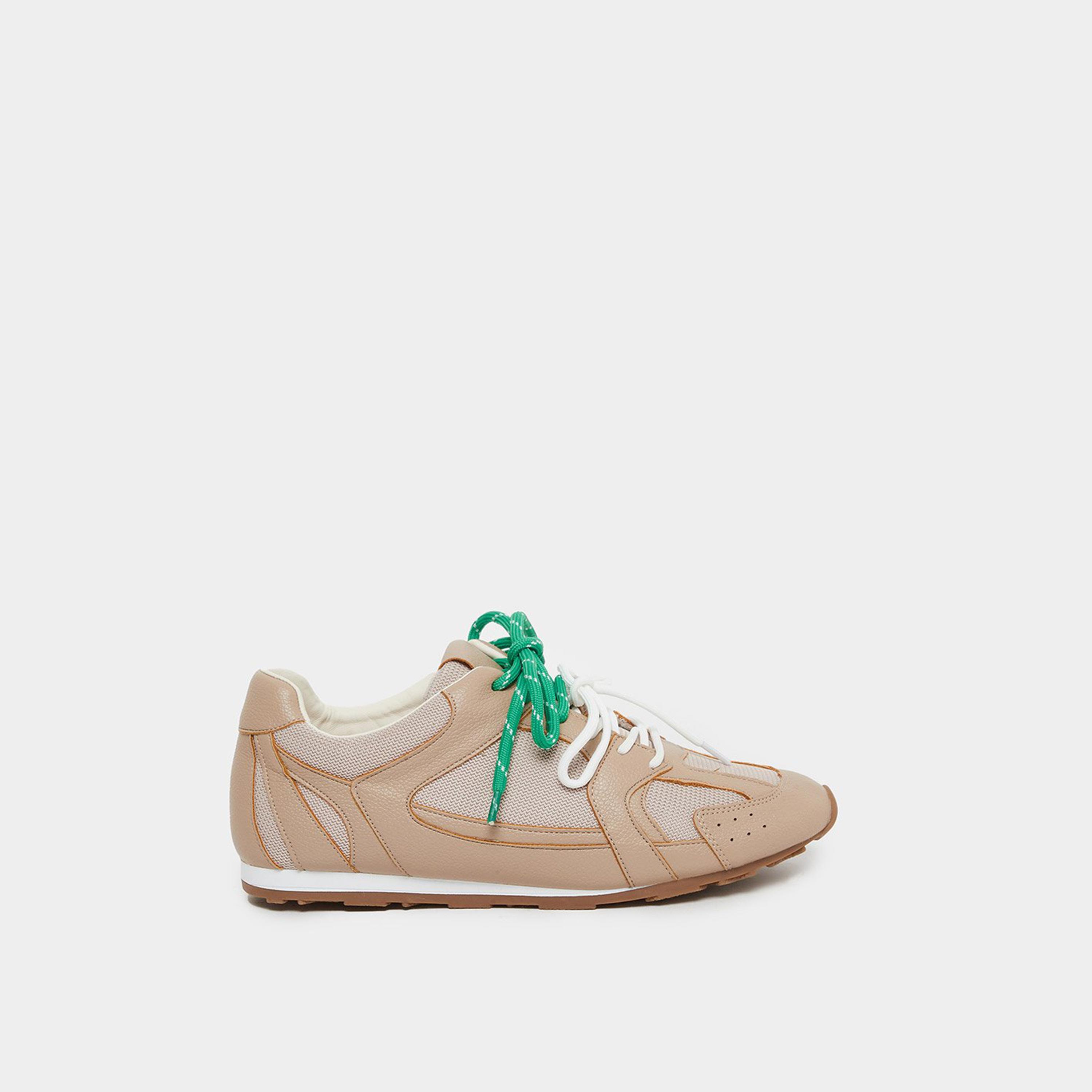 ستايلي - حذاء رياضي برباط ومُقسم لون بيج-women-shoes-sneakers-image-3