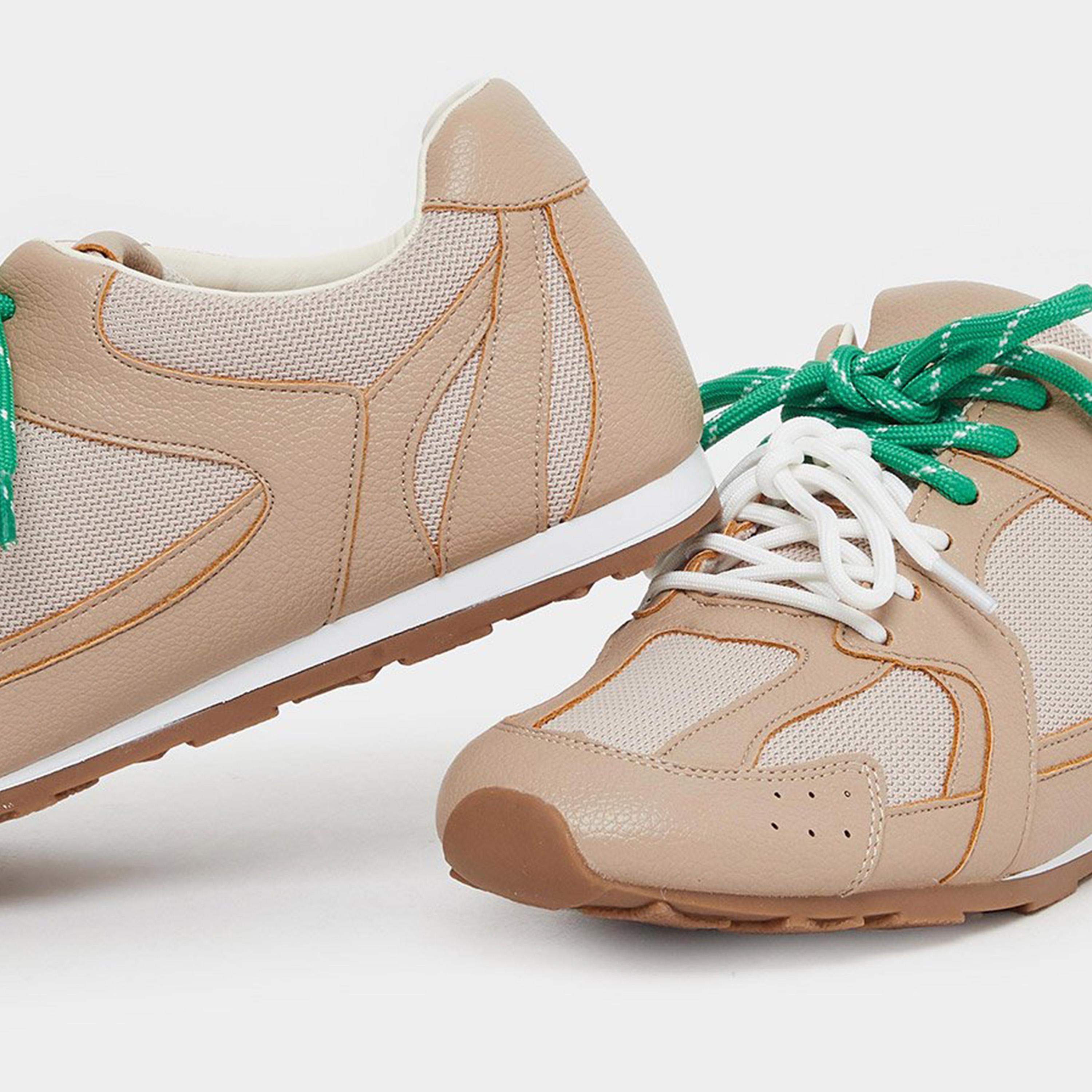 ستايلي - حذاء رياضي برباط ومُقسم لون بيج-women-shoes-sneakers-image-4
