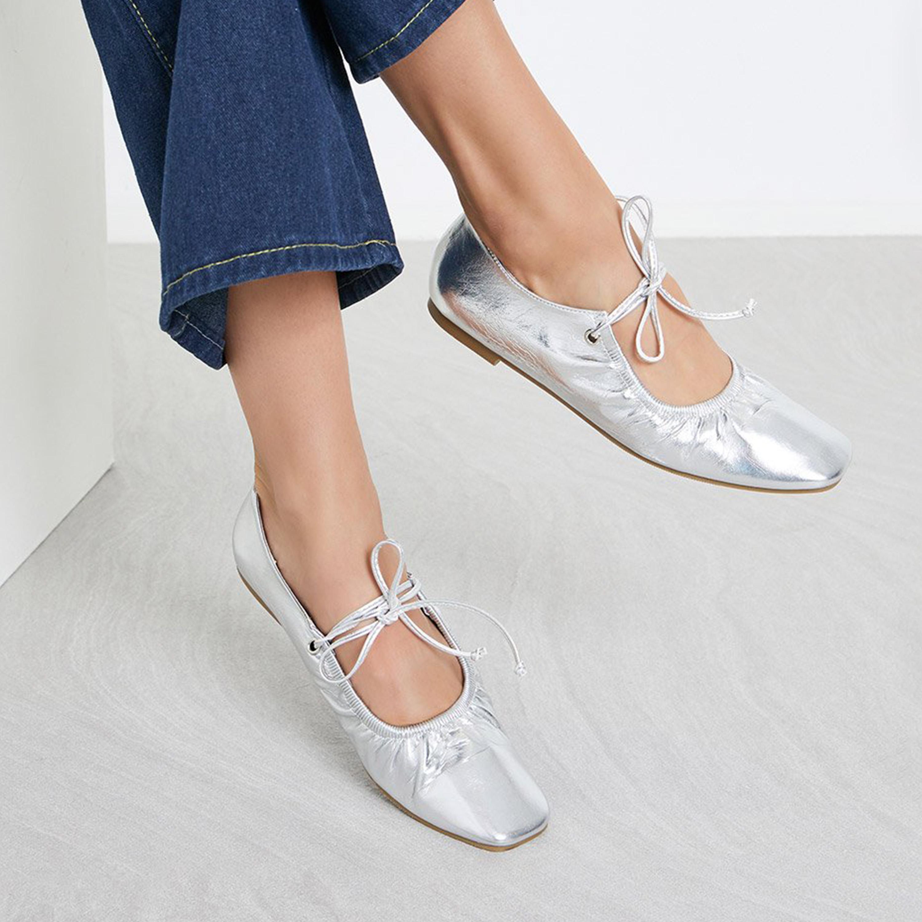 ستايلي - حذاء باليه فضي للنساء-women-shoes-ballerinas-image-2